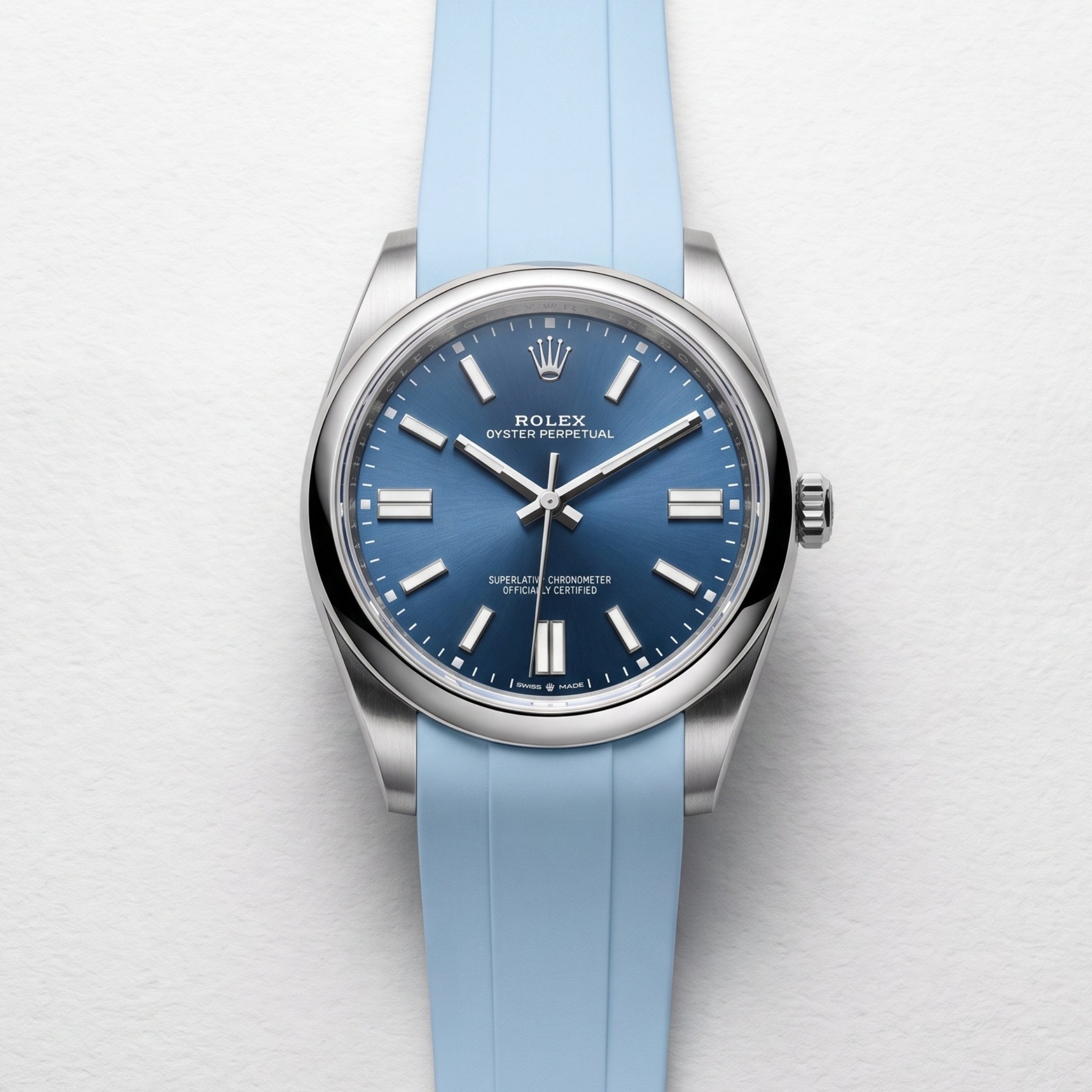 Kautschukarmband für Rolex Oyster Perpetual 41mm – Baby Blau - Helvetus
