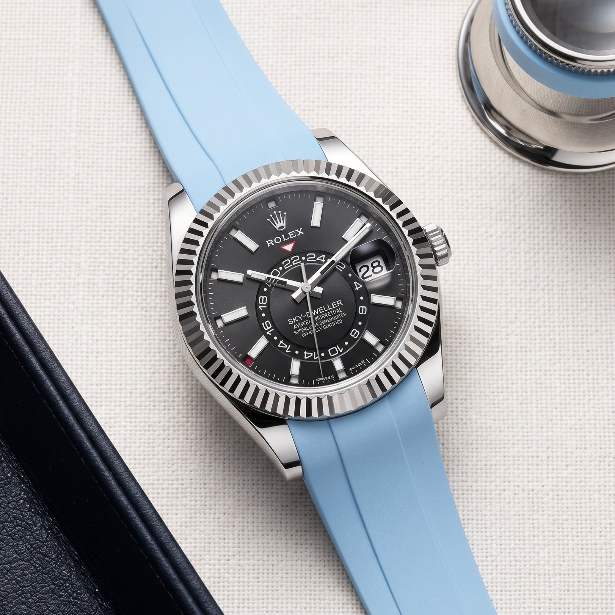 Kautschukarmband für Rolex Sky-Dweller – Baby Blau - Helvetus