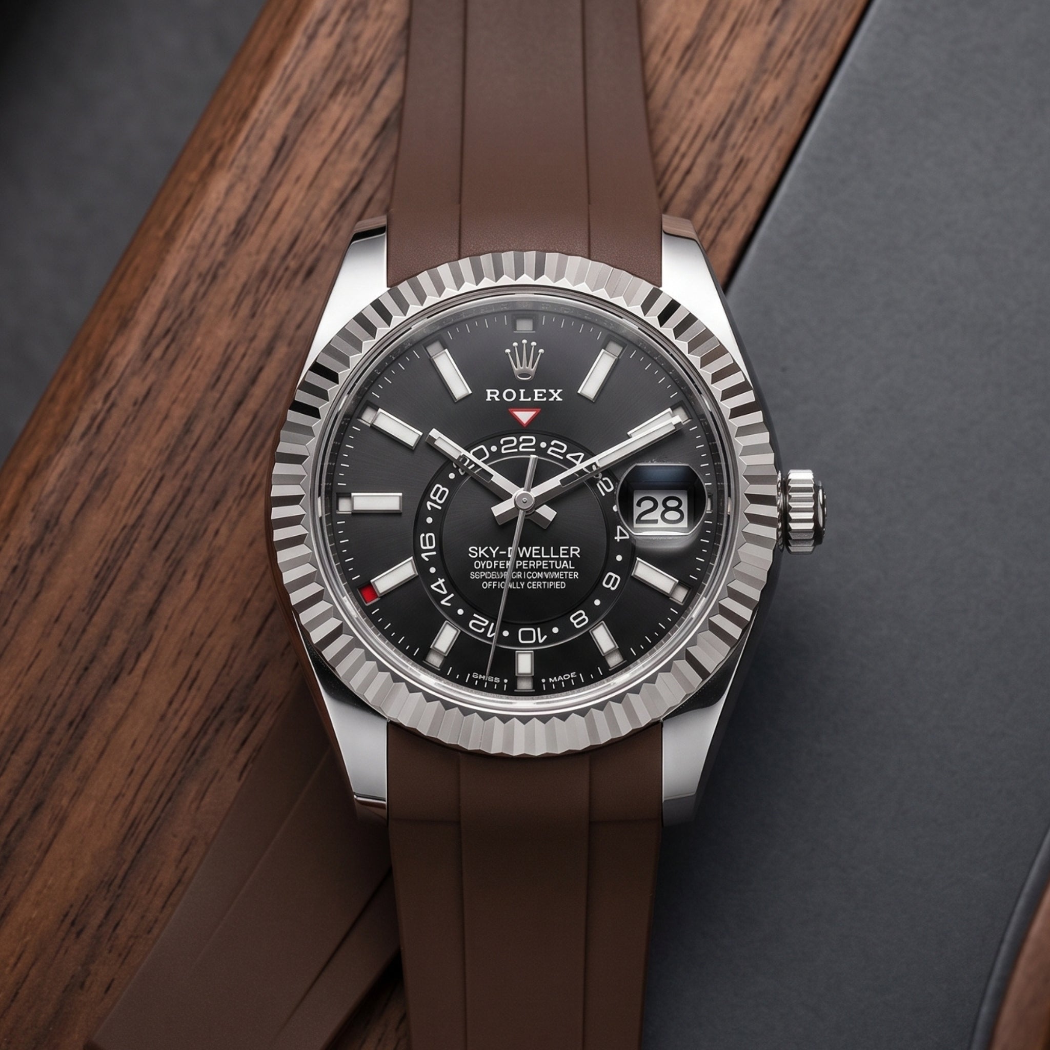 Kautschukarmband für Rolex Sky-Dweller – Braun - Helvetus