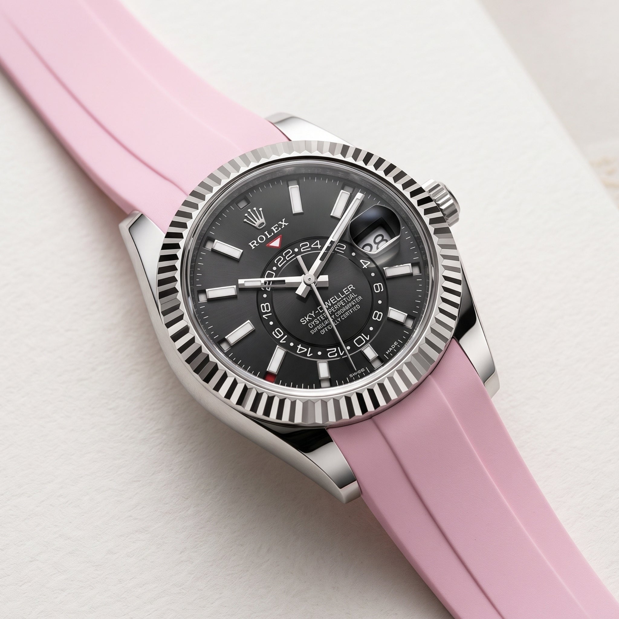 Kautschukarmband für Rolex Sky-Dweller – Pink - Helvetus