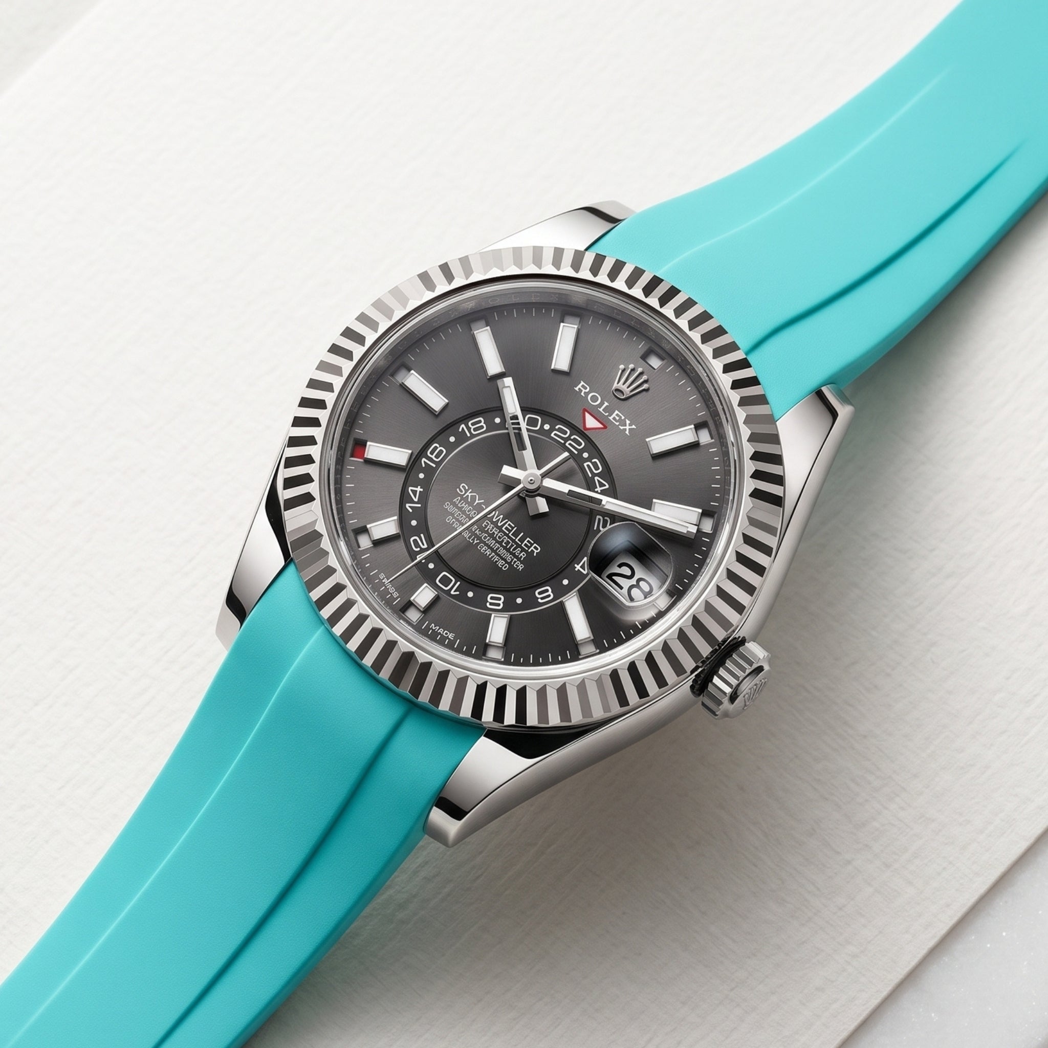 Kautschukarmband für Rolex Sky-Dweller – Türkis - Helvetus