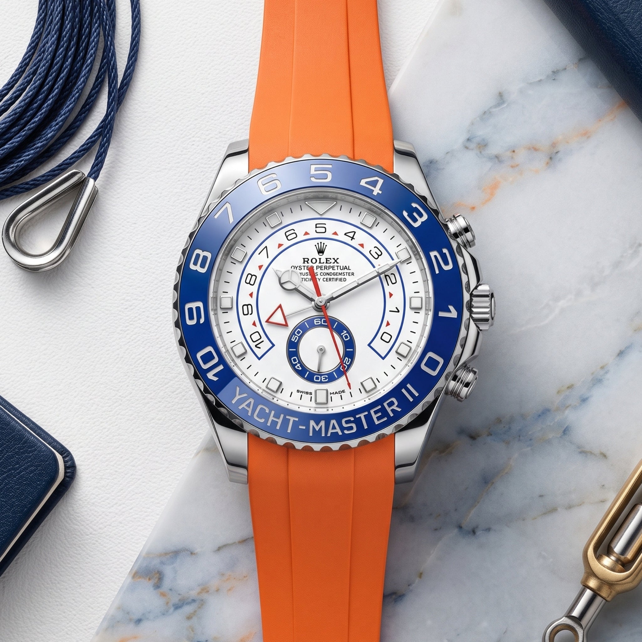 Kautschukarmband für Rolex Yacht-Master II 44mm - Orange - Helvetus