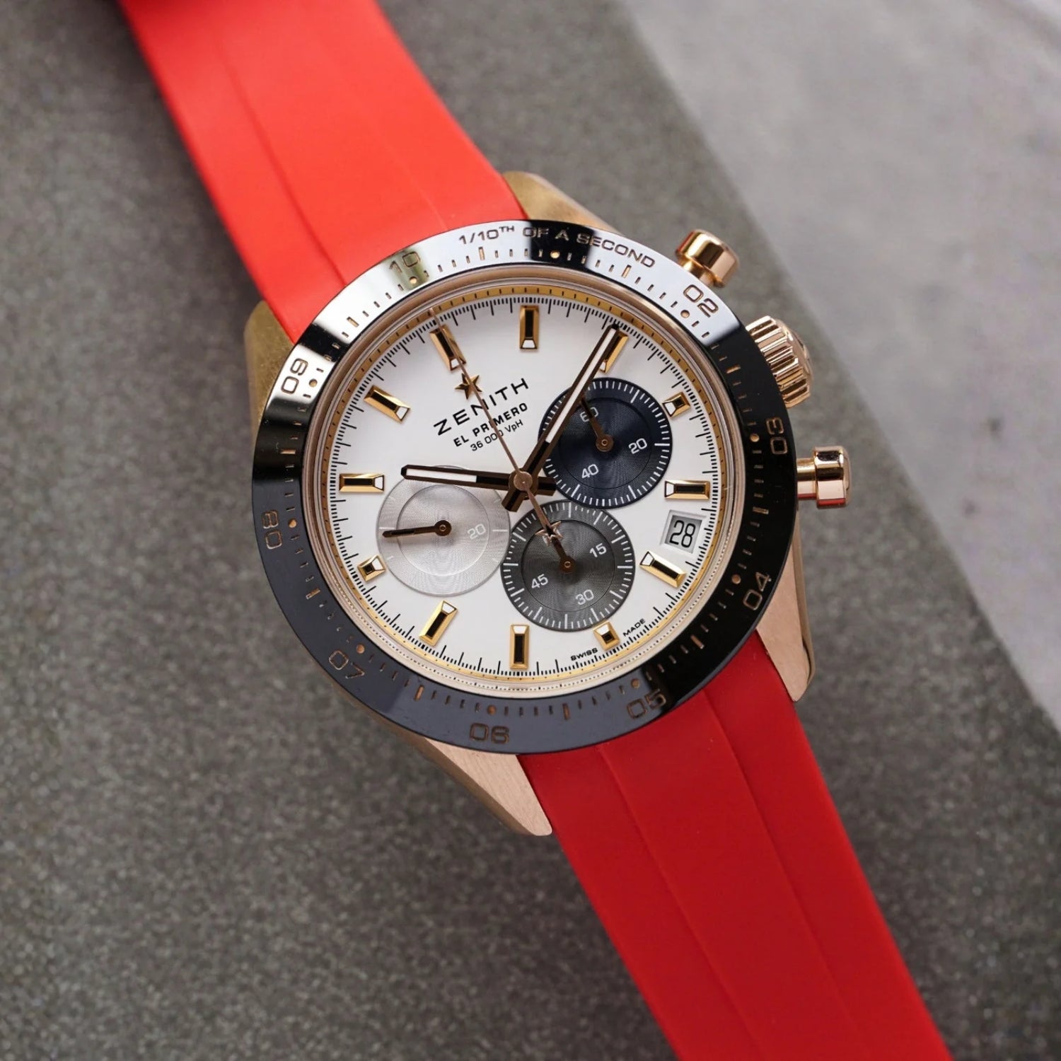 Kautschukarmband für alle Zenith Chronomaster Modelle – Rot - Helvetus DE