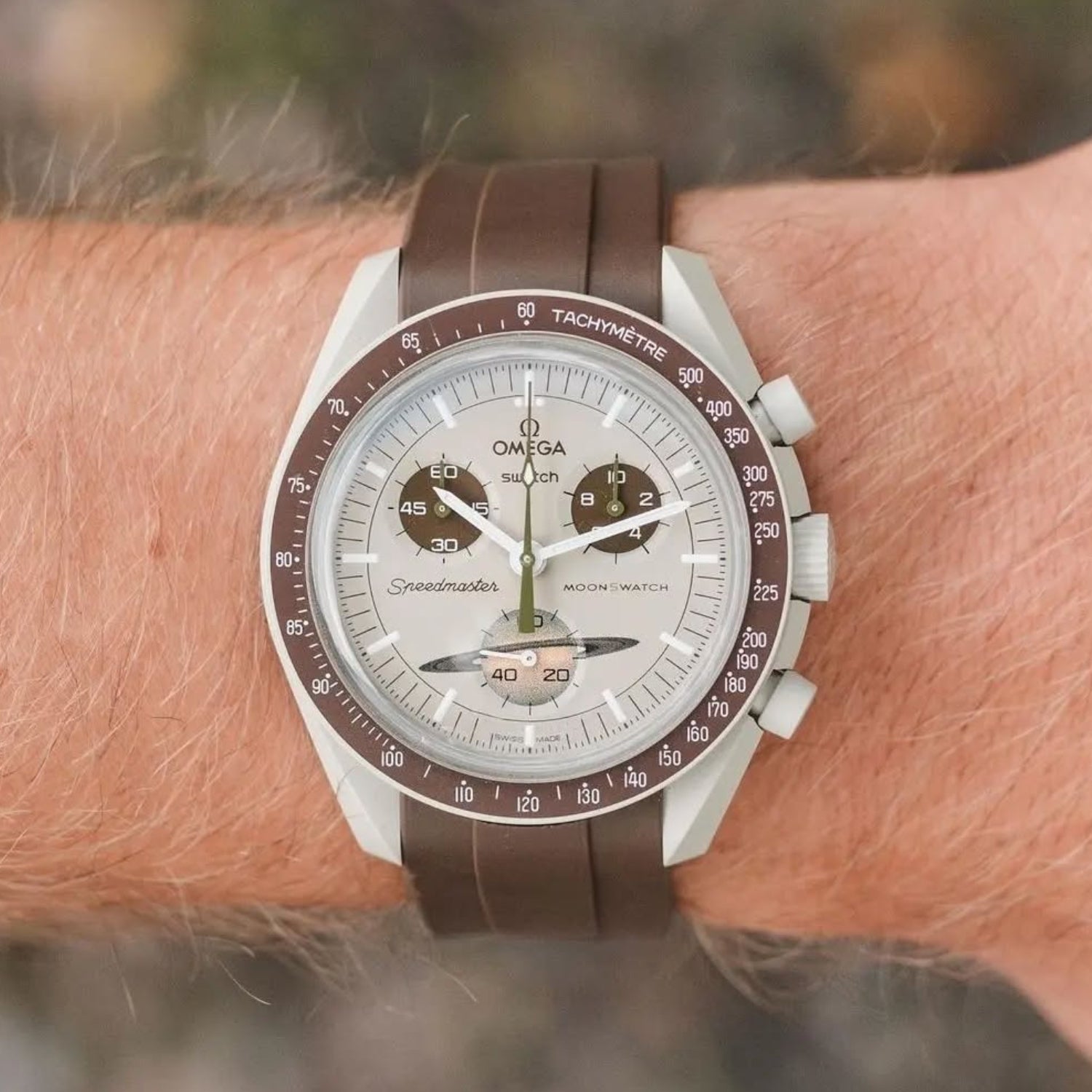 Kautschukarmband – Für Mission to Saturn | Omega X Swatch | MoonSwatch – Braun - Helvetus DE
