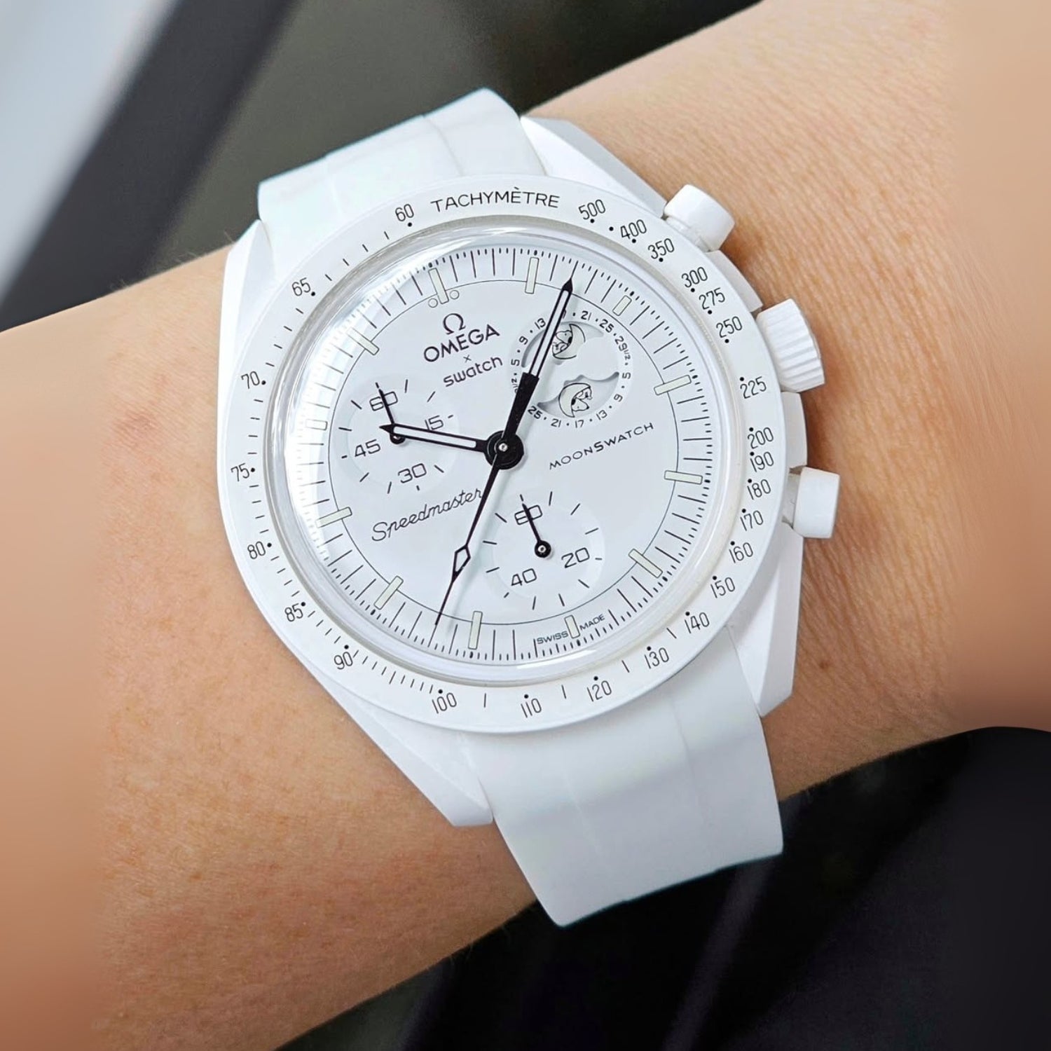 Kautschukarmband – Für Mission to the Moonphase – Snoopy | Omega X Swatch | MoonSwatch – Weiß - Helvetus DE