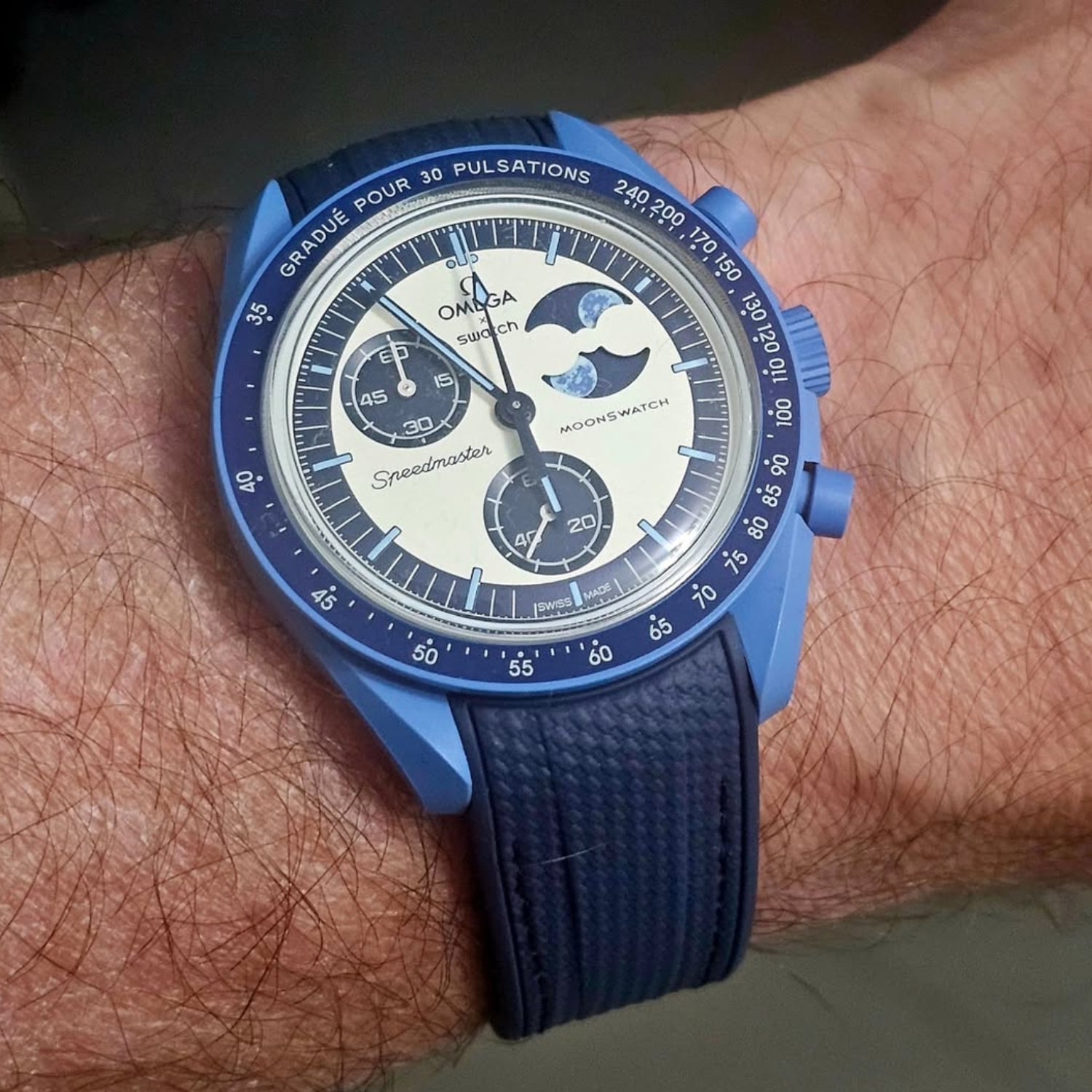 Kautschukarmband – Für Mission to the Super Blue Moonphase | MoonSwatch – Blau mit Blau - Helvetus DE