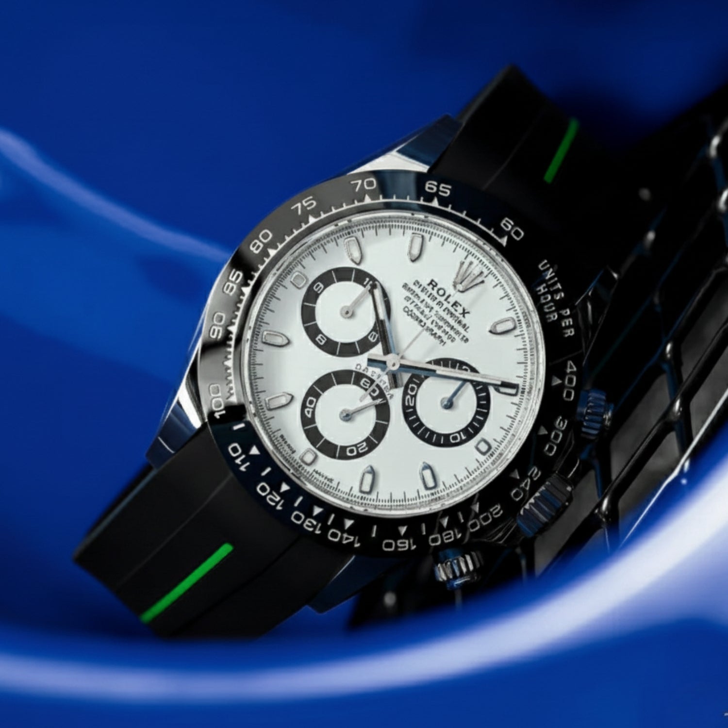 Kautschukarmband für Rolex Daytona – LuxLine® - Schwarz/Grün - Helvetus DE
