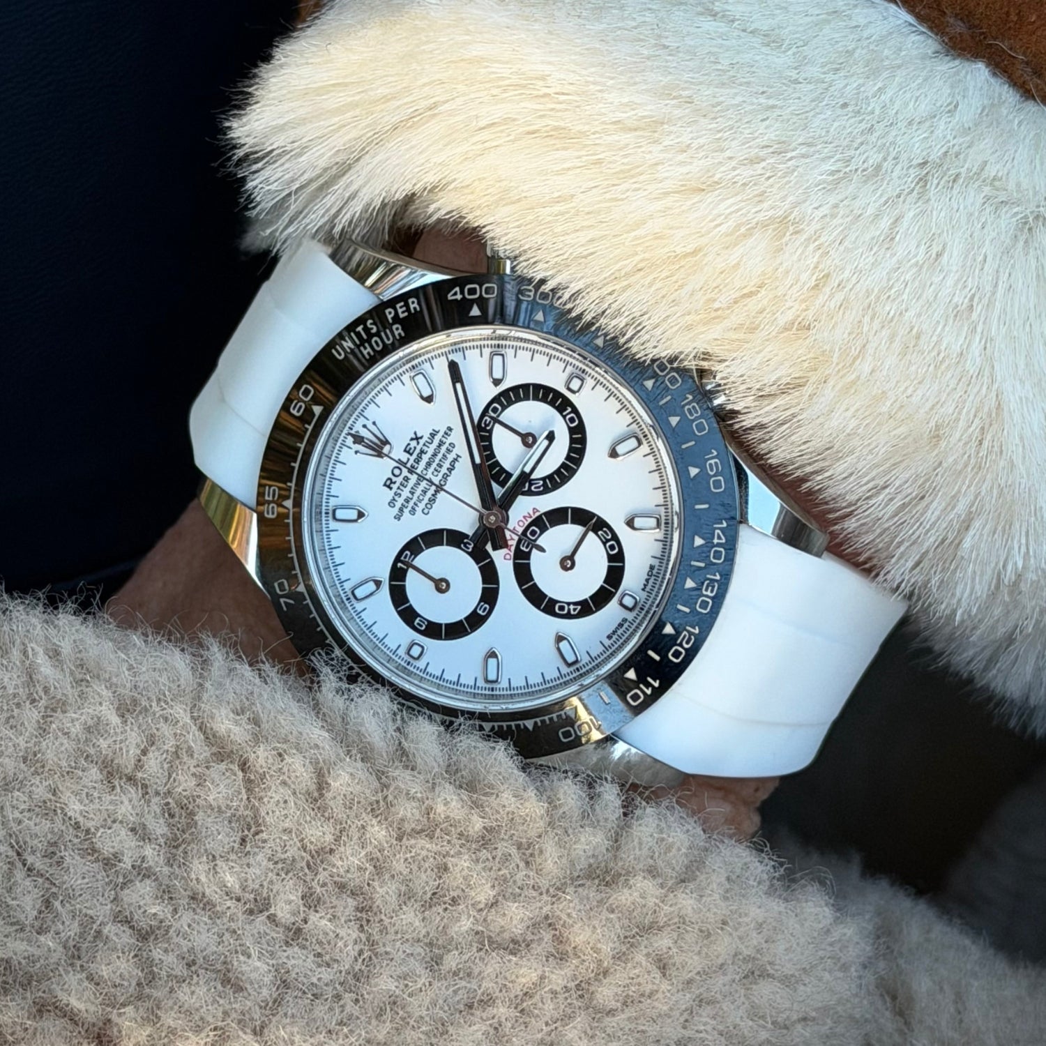 Kautschukarmband – für Rolex Daytona – Weiss - Helvetus DE