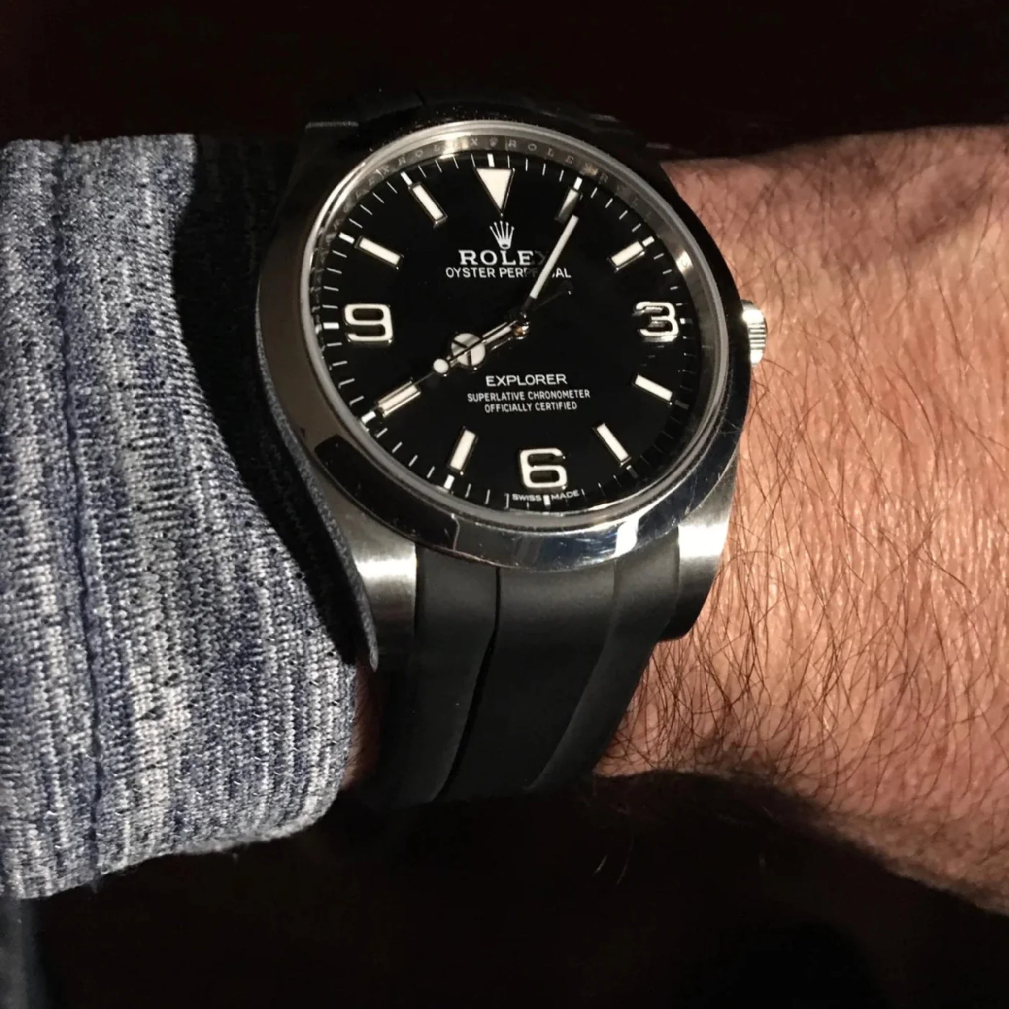 Kautschukarmband für Rolex Explorer I – Schwarz - Helvetus DE