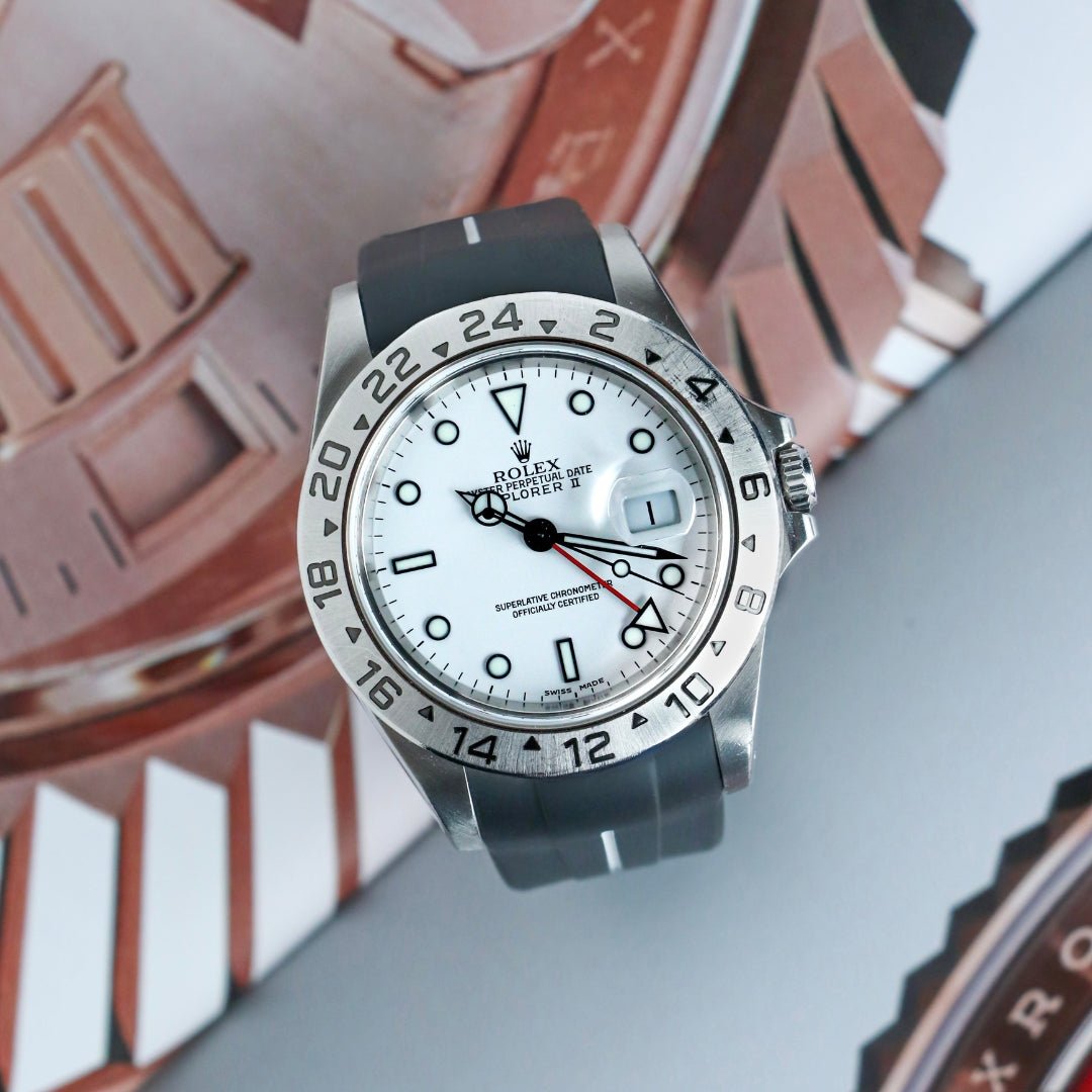 Kautschukarmband für Rolex Explorer II – Schwarz/Weiß | LuxLine® - Helvetus DE