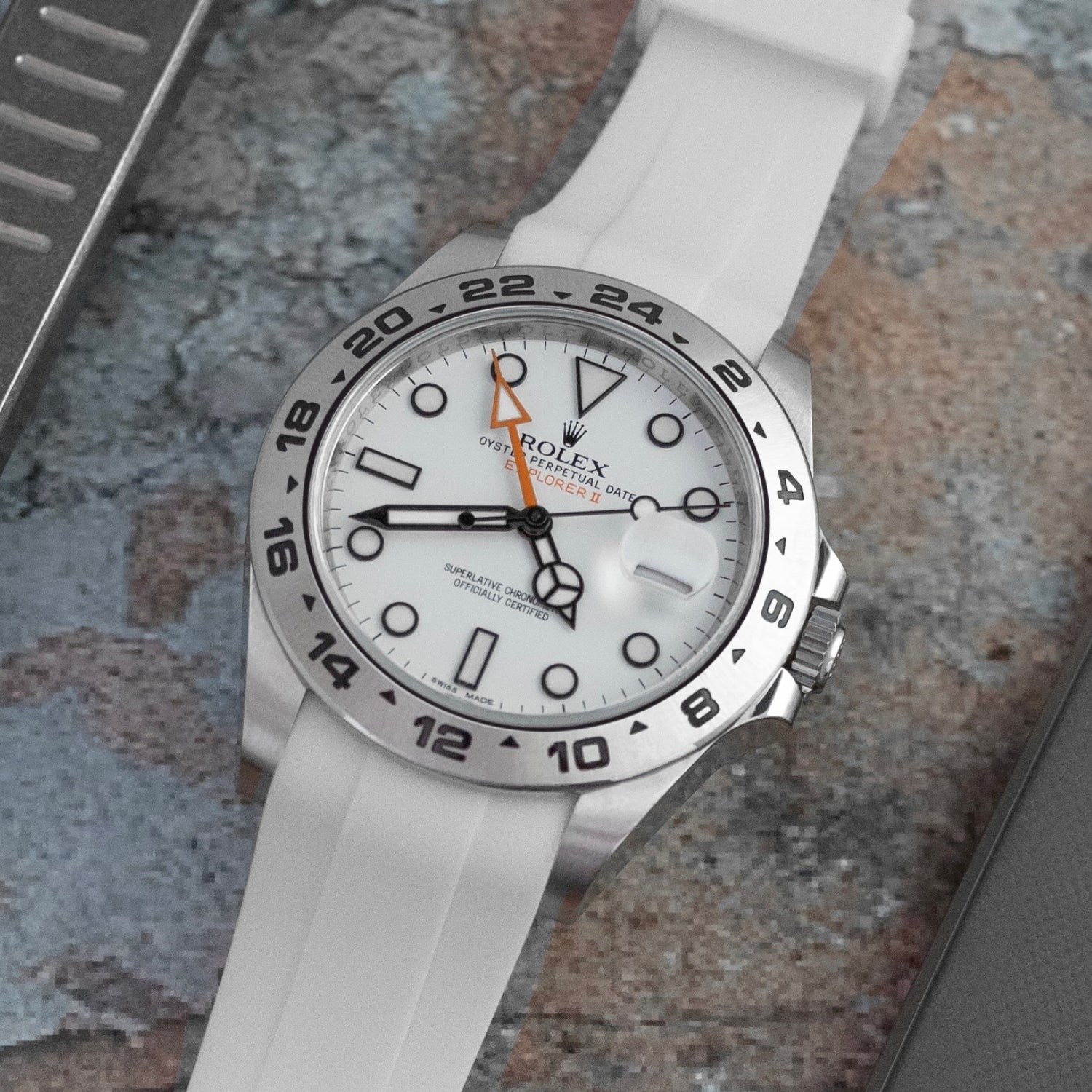 Kautschukarmband für Rolex Explorer II – Weiss - Helvetus DE