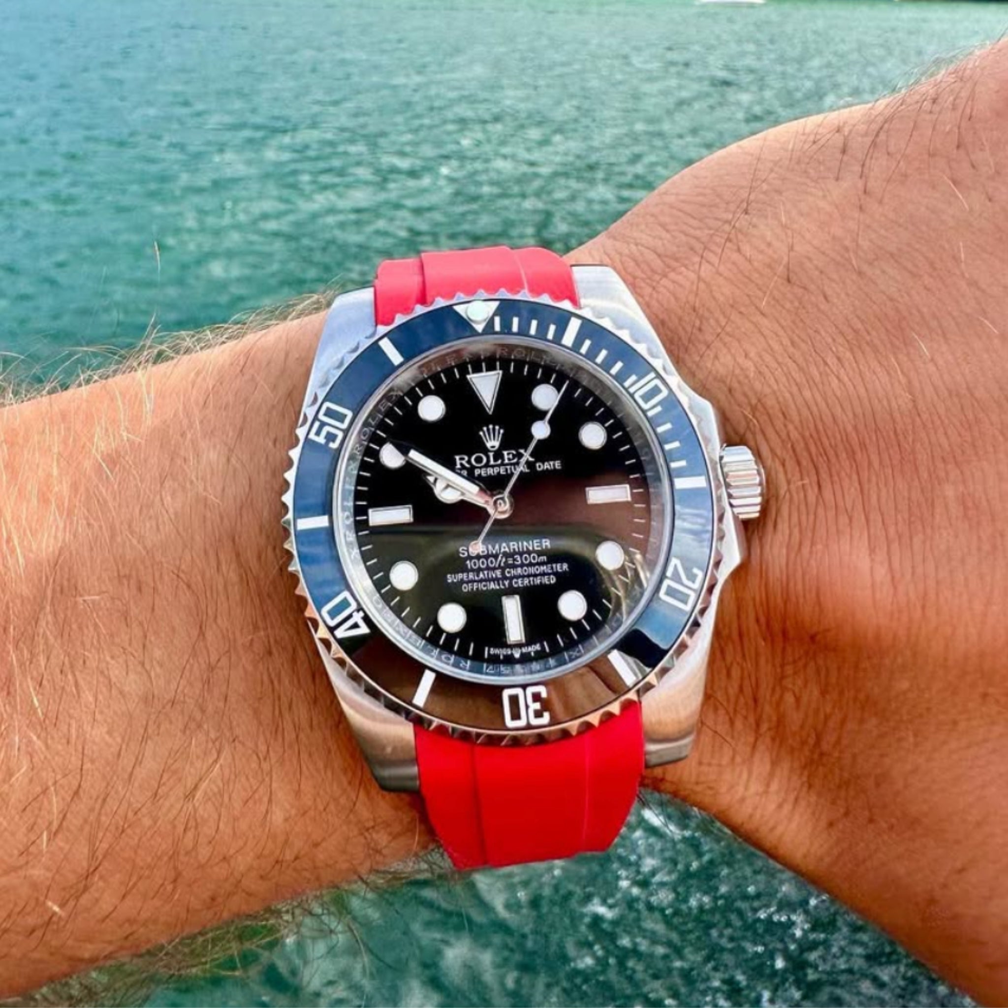 Kautschukarmband – für Rolex Submariner – Rot - Helvetus DE
