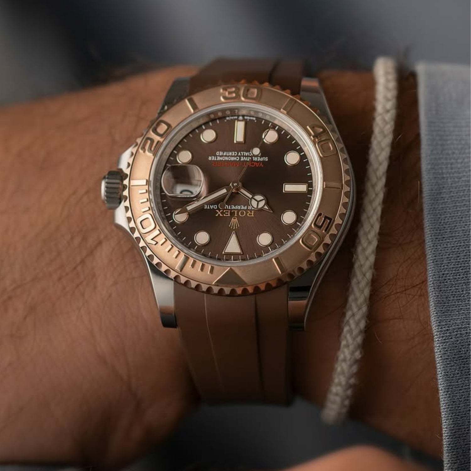 Kautschukarmband für Rolex Yacht - Master 40mm/42mm/37mm – Braun - Helvetus DE