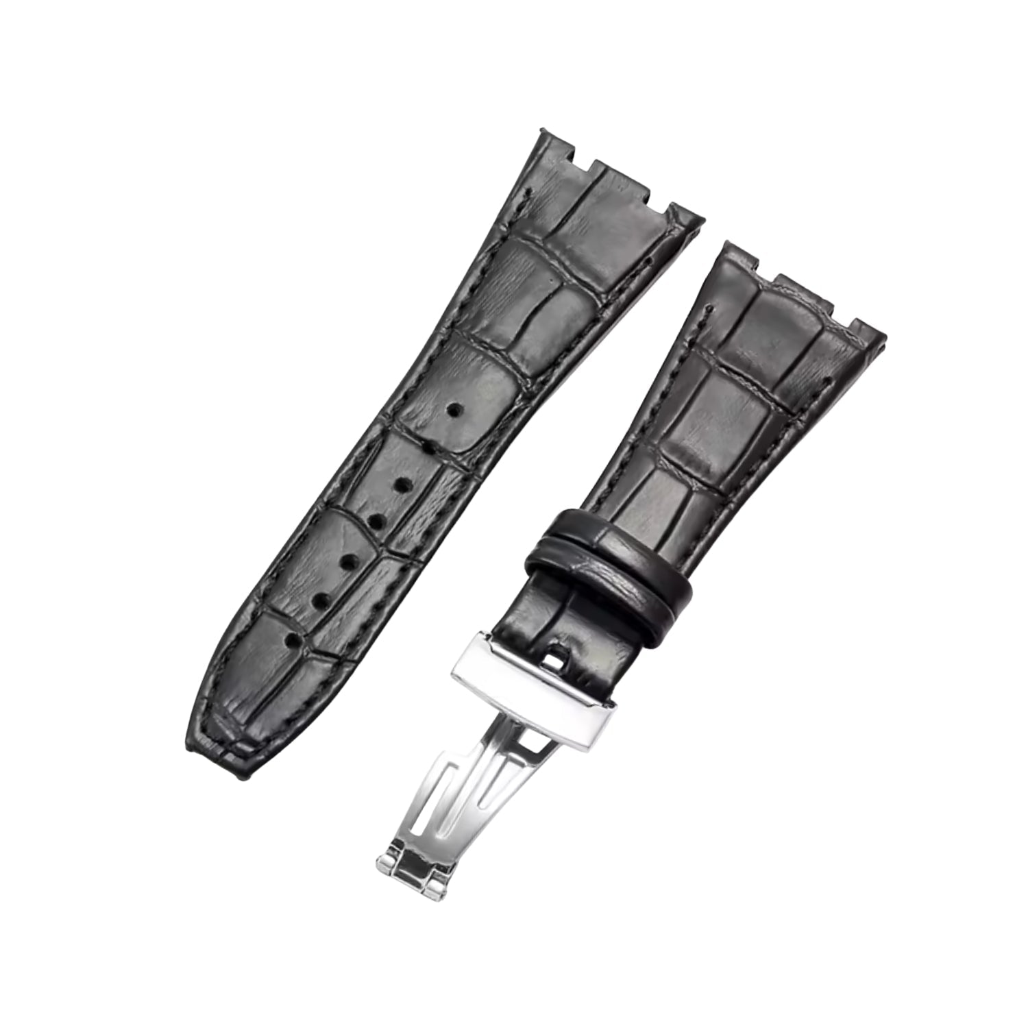 Krokodillederarmband – Für Audemars Piguet Royal Oak 41mm mm – Schwarz - Helvetus DE