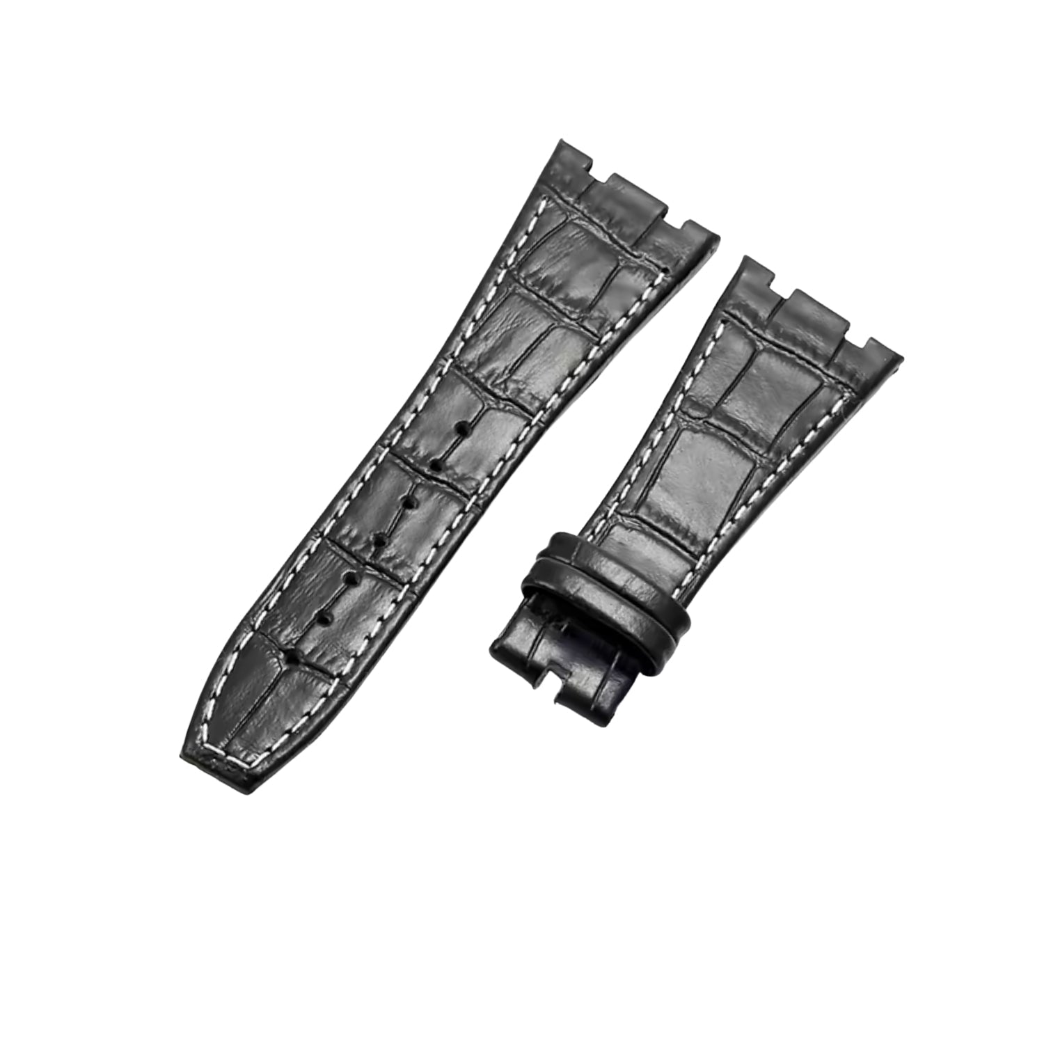 Krokodillederarmband – Für Audemars Piguet Royal Oak 41mm mm – Schwarz - Helvetus DE