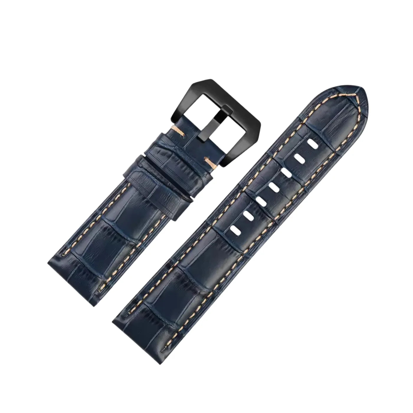 Leder Muster Armband - Für Panerai - Blau/Weiss