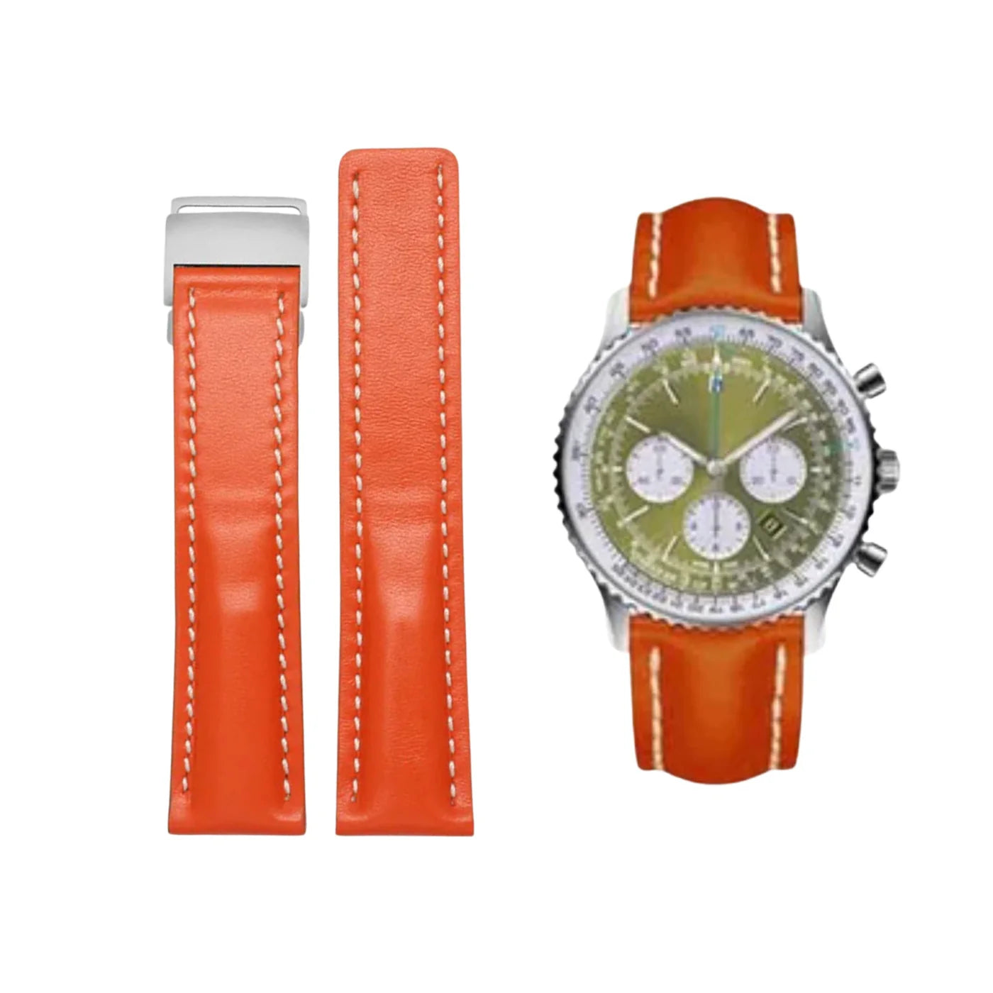 Leder Armband - für Breitling Uhren - Orange