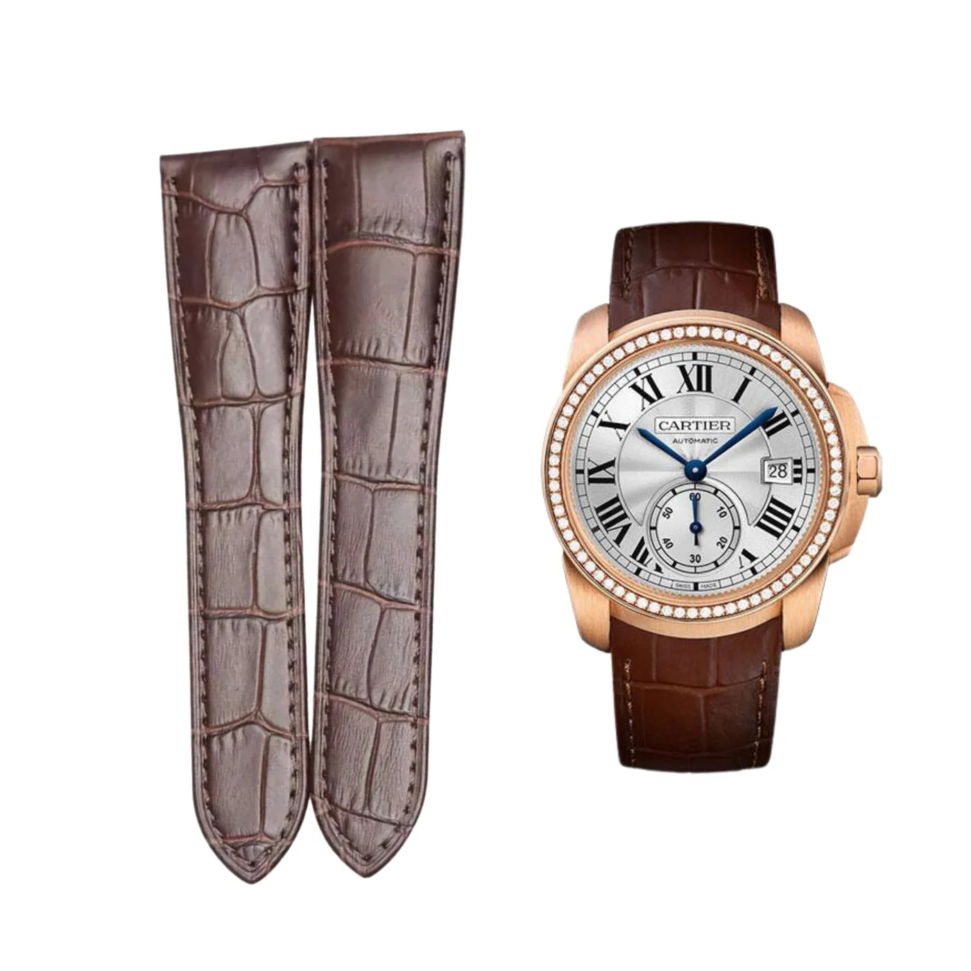 Leder Armband - fur Cartier Calibre - Braun