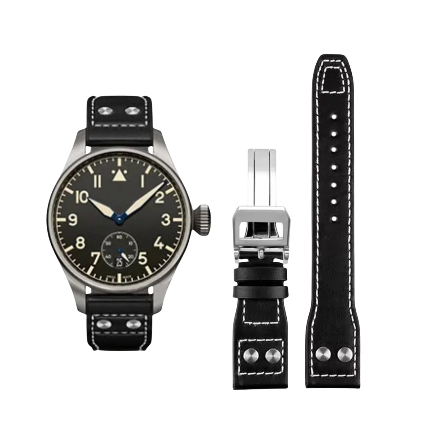 Leder Armband - für IWC Pilot - Schwarz