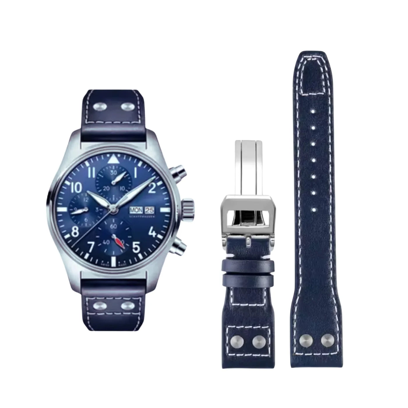 Leder Armband - für IWC Pilot - Blau