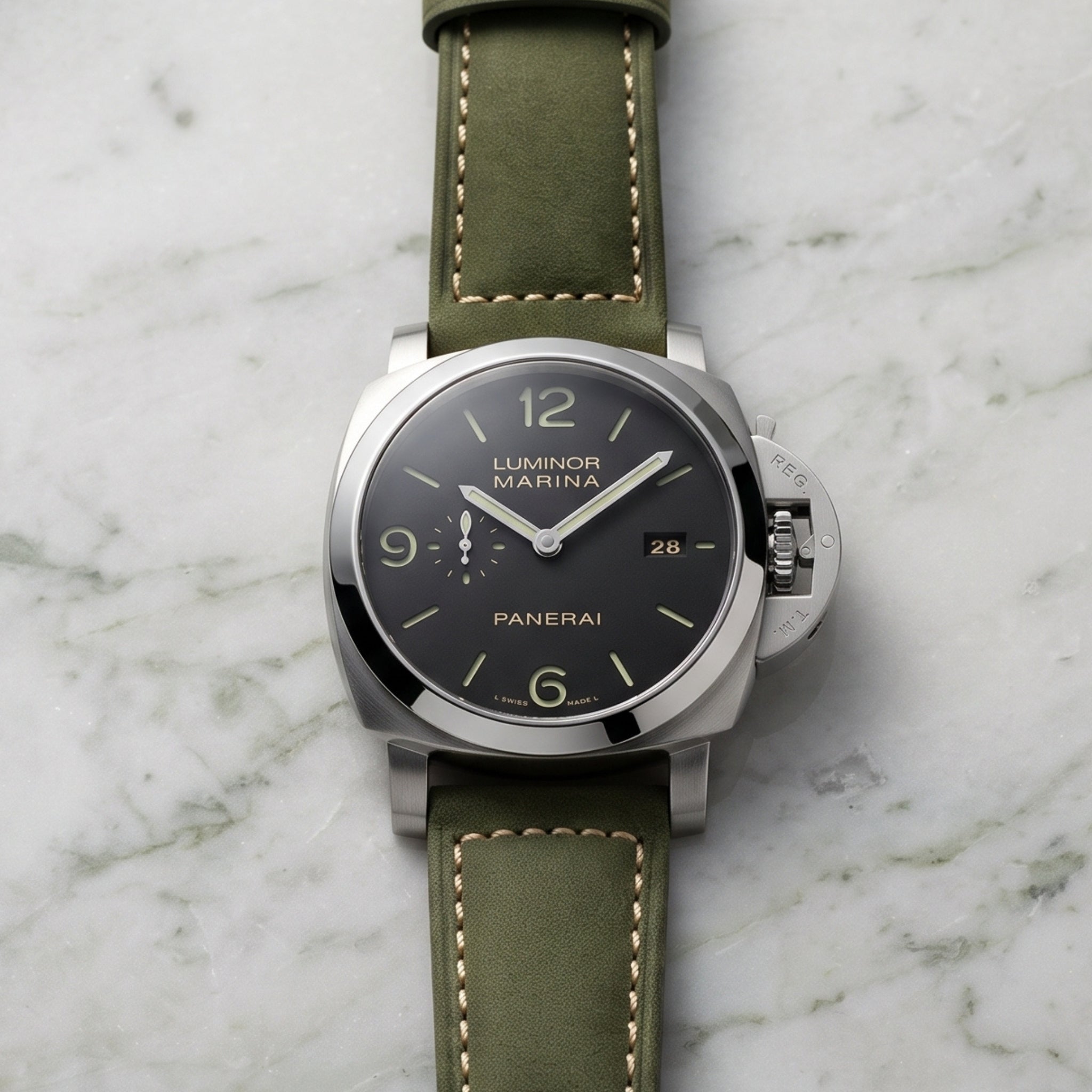 Leder Armband - Für Panerai - Hell Grün - Helvetus