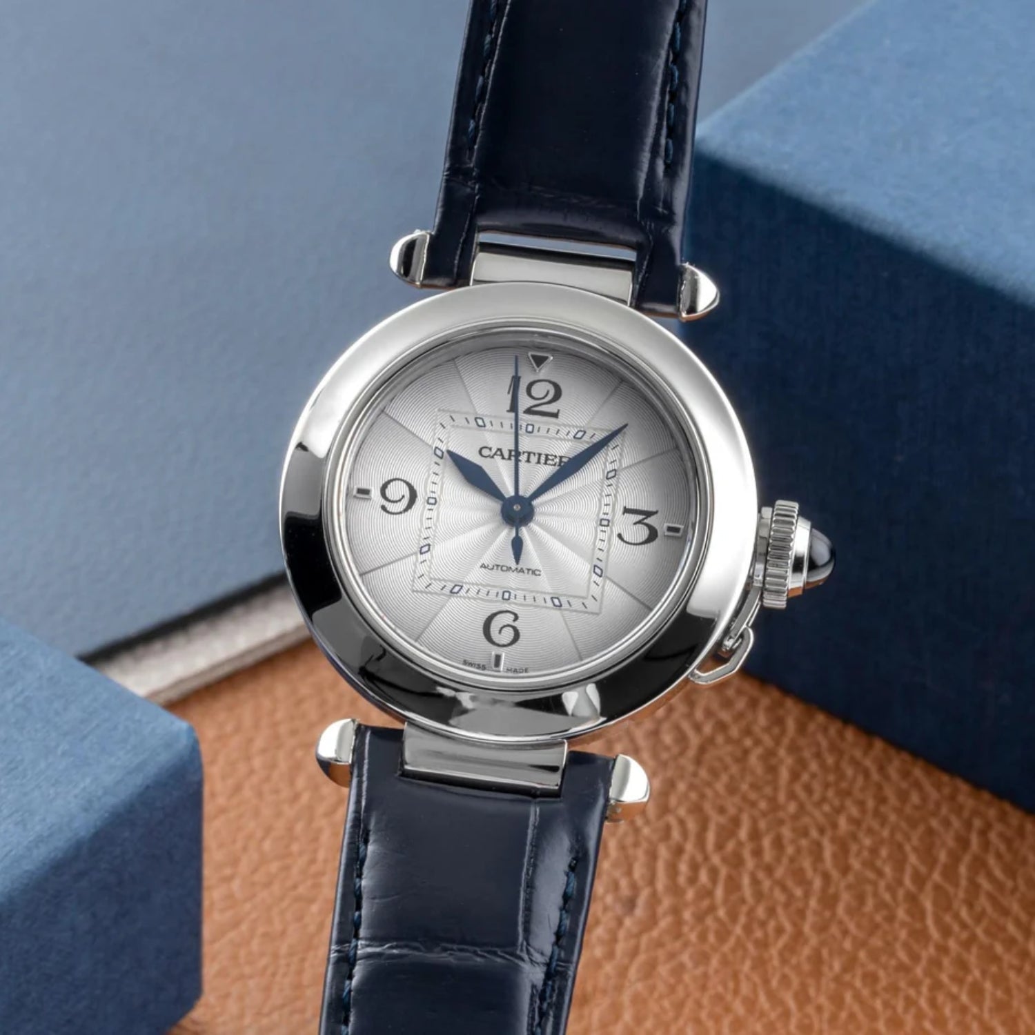 Leder Armband - für Cartier Pasha - Blau - Helvetus DE
