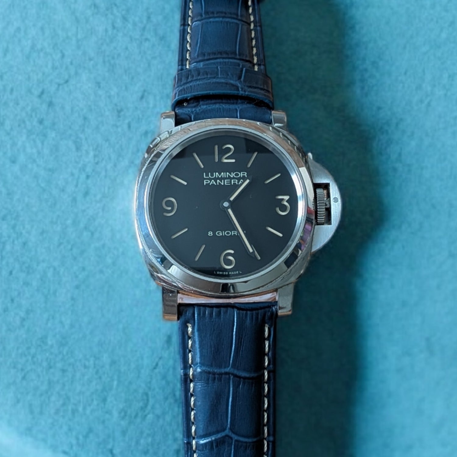 Leder Muster Armband - Für Panerai - Blau/Weiss - Helvetus DE