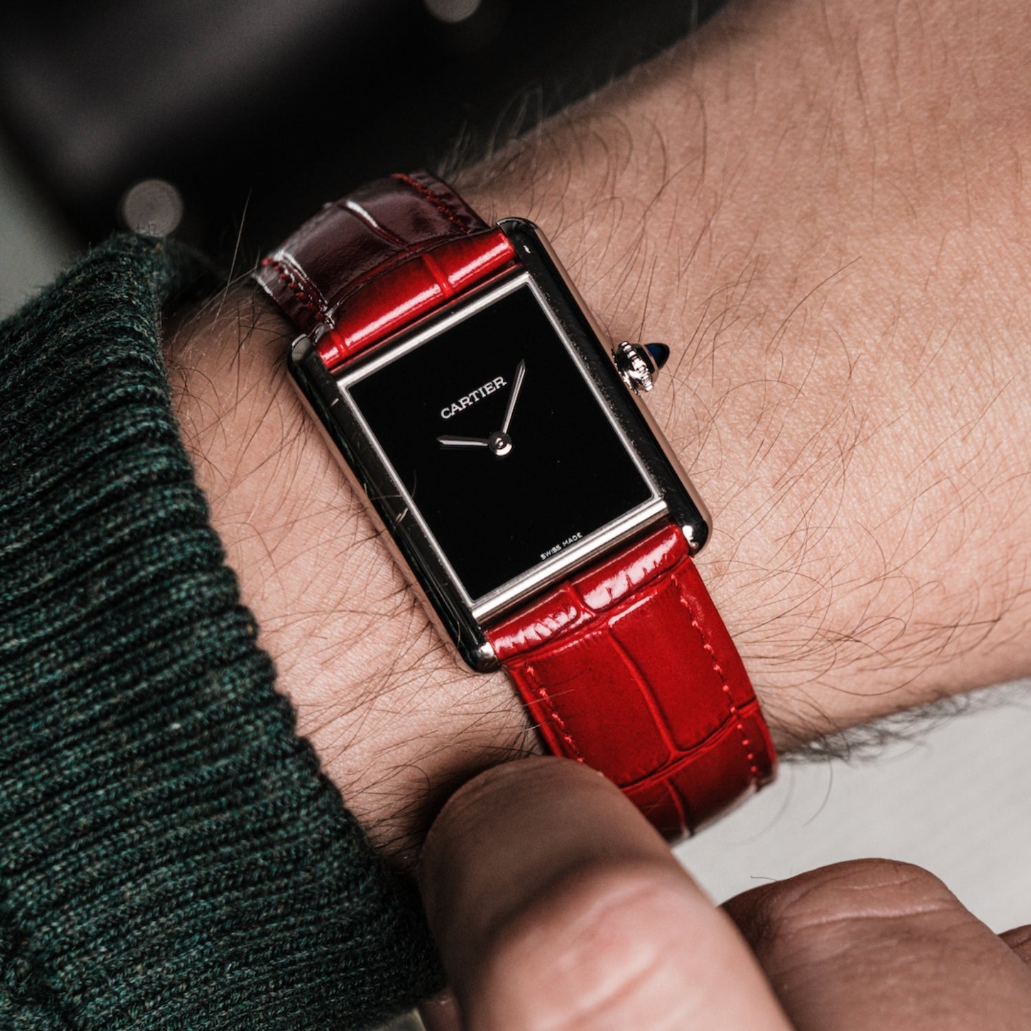 Leder Armband für Cartier Tank – Rot | Helvetus®