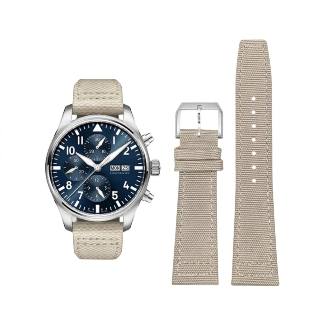 Nylon Armband für IWC Pilot – Beige/Weiss - Helvetus DE