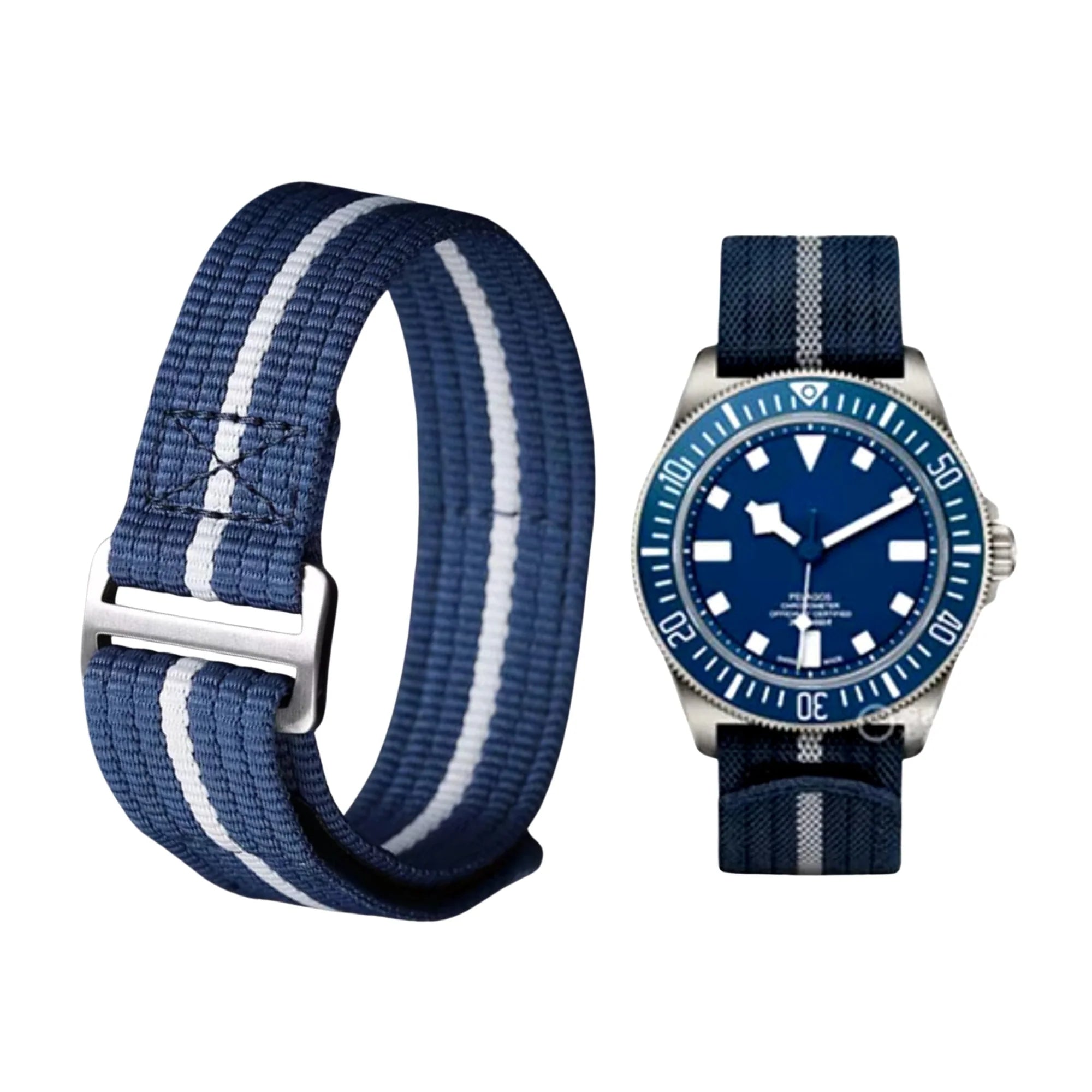 Nylon Armband - Für Tudor Pelagos FXD - Blau/Grau