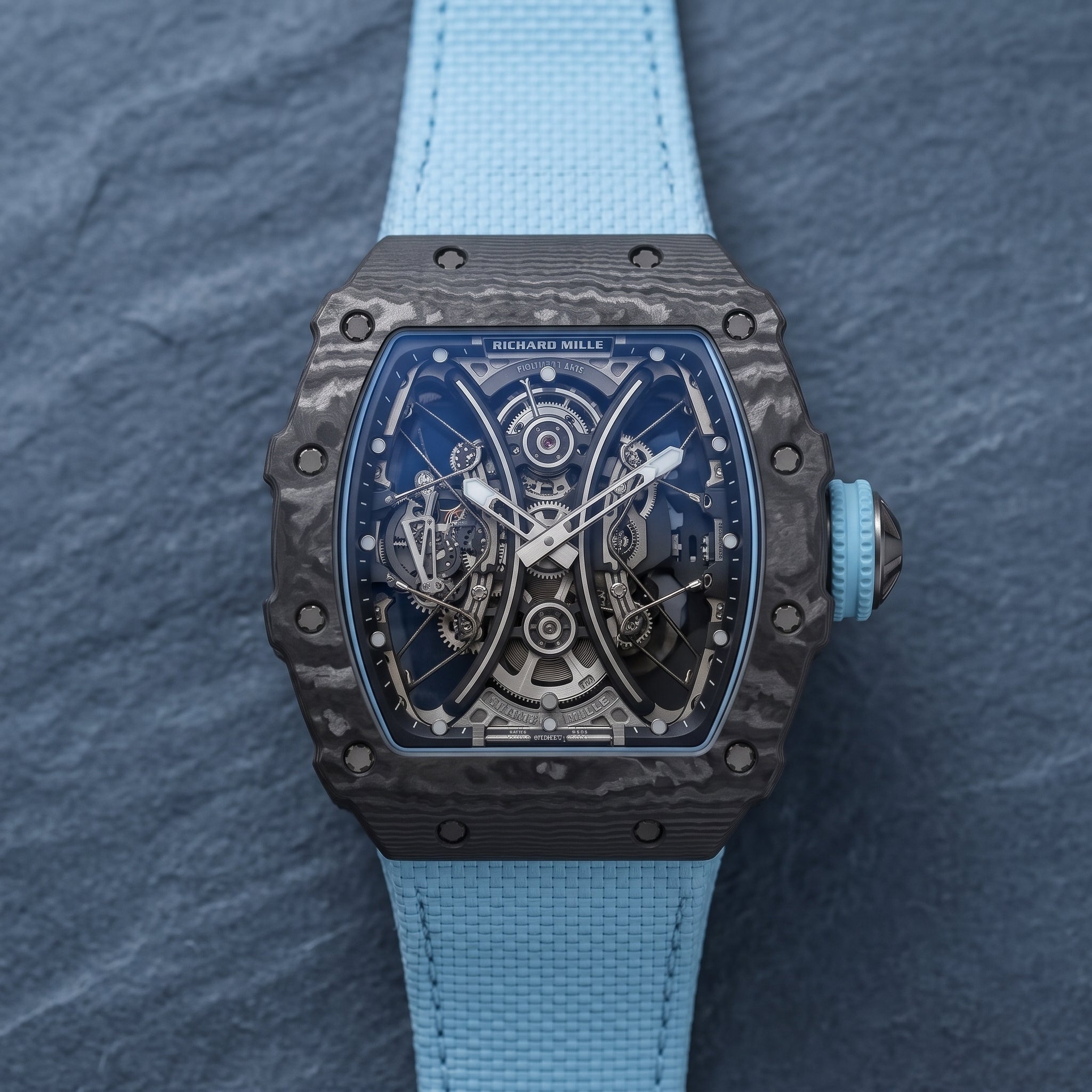 Nylonarmband – Für Richard Mille RM011 | RM11-01 | RM11-02 | RM11-03 | RM11-04 | RM11-05 | RM47 | RM50 | RM52 | RM53-01 | RM57 | RM65 | RM69 – Hell Blau - Helvetus