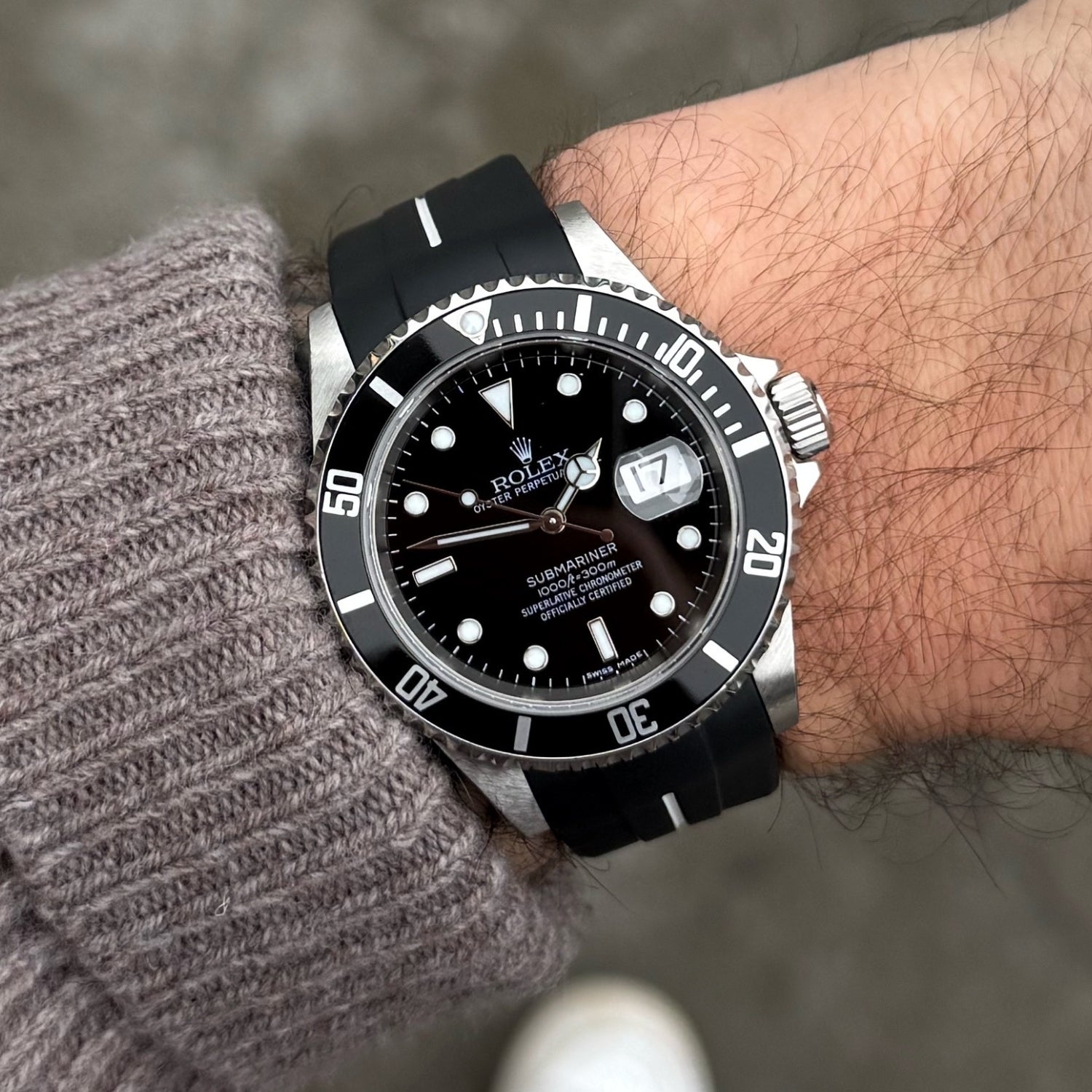 Kautschukarmband für Rolex Submariner – Luxline® - Schwarz/Weiss