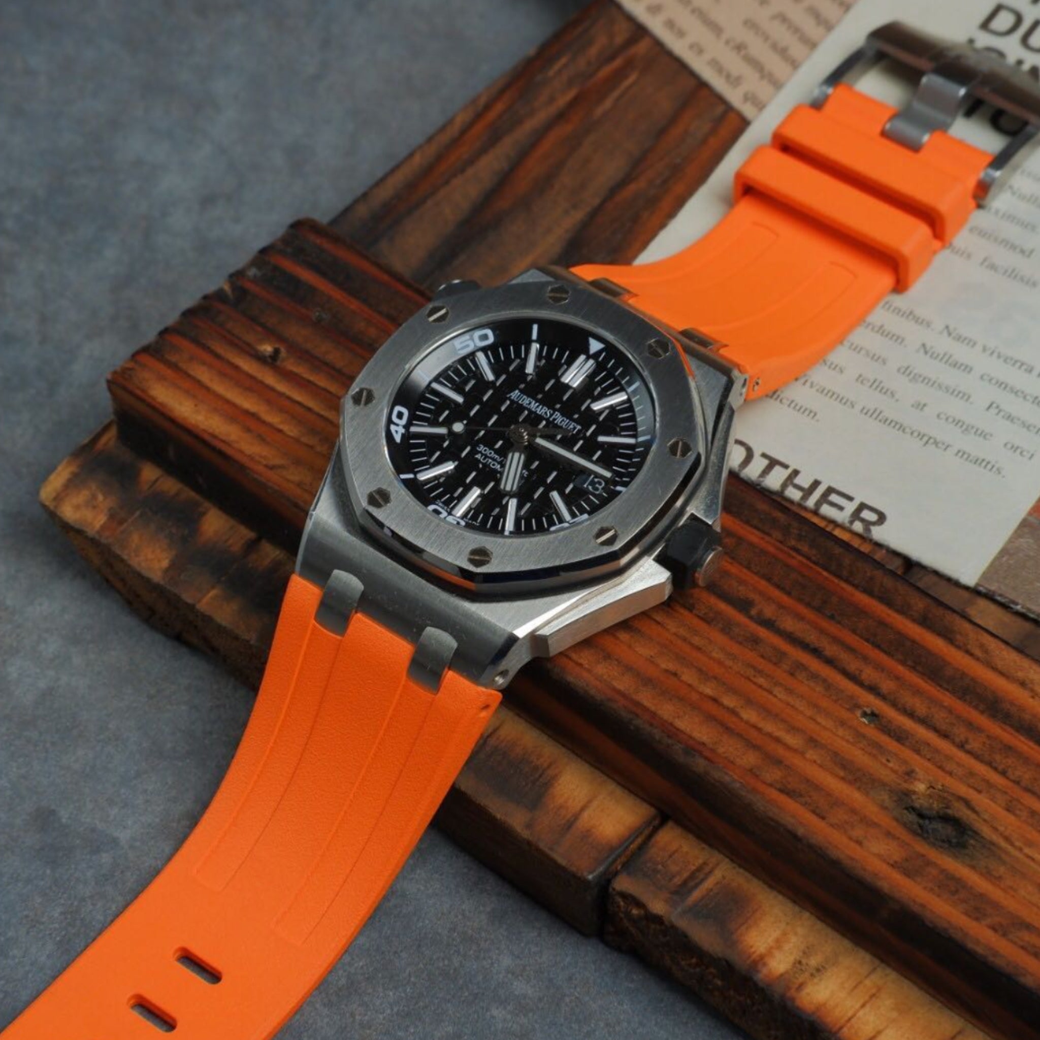 Rubber Strap - For all AP Offshore Diver - Orange - Helvetus