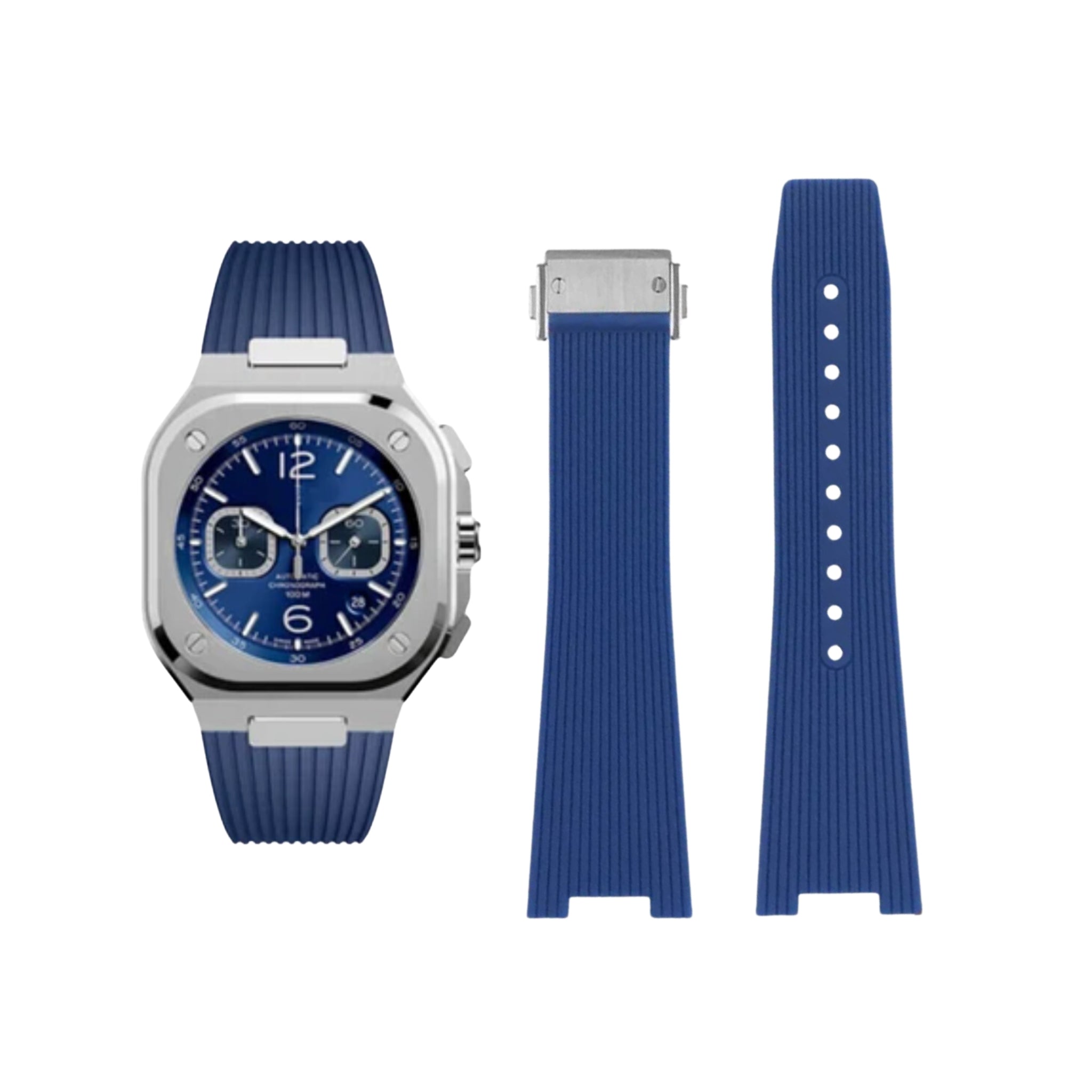 Rubber Strap - For Bell & Ross BR - 05 - Blue - Helvetus