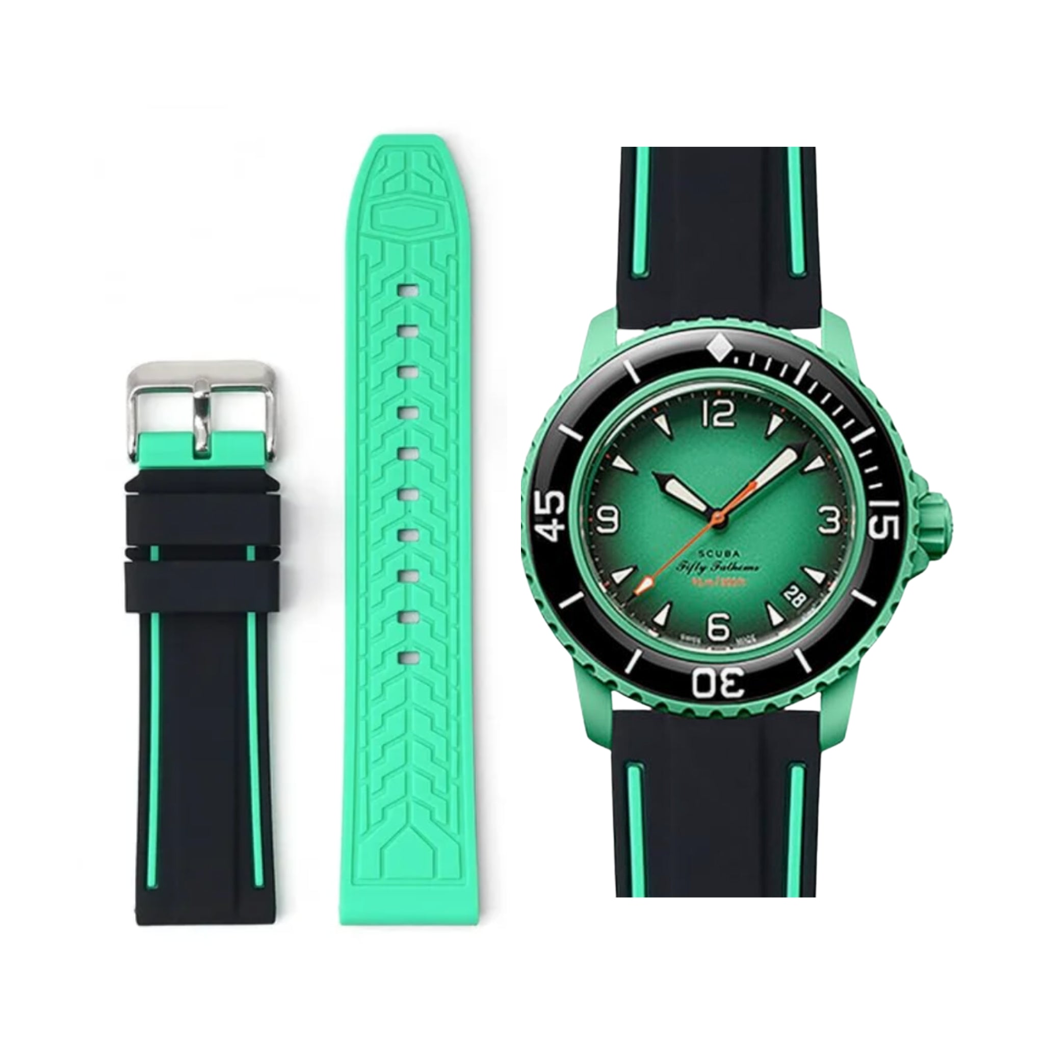 Rubber Strap - For Blancpain X Swatch - Indian Ocean - Helvetus