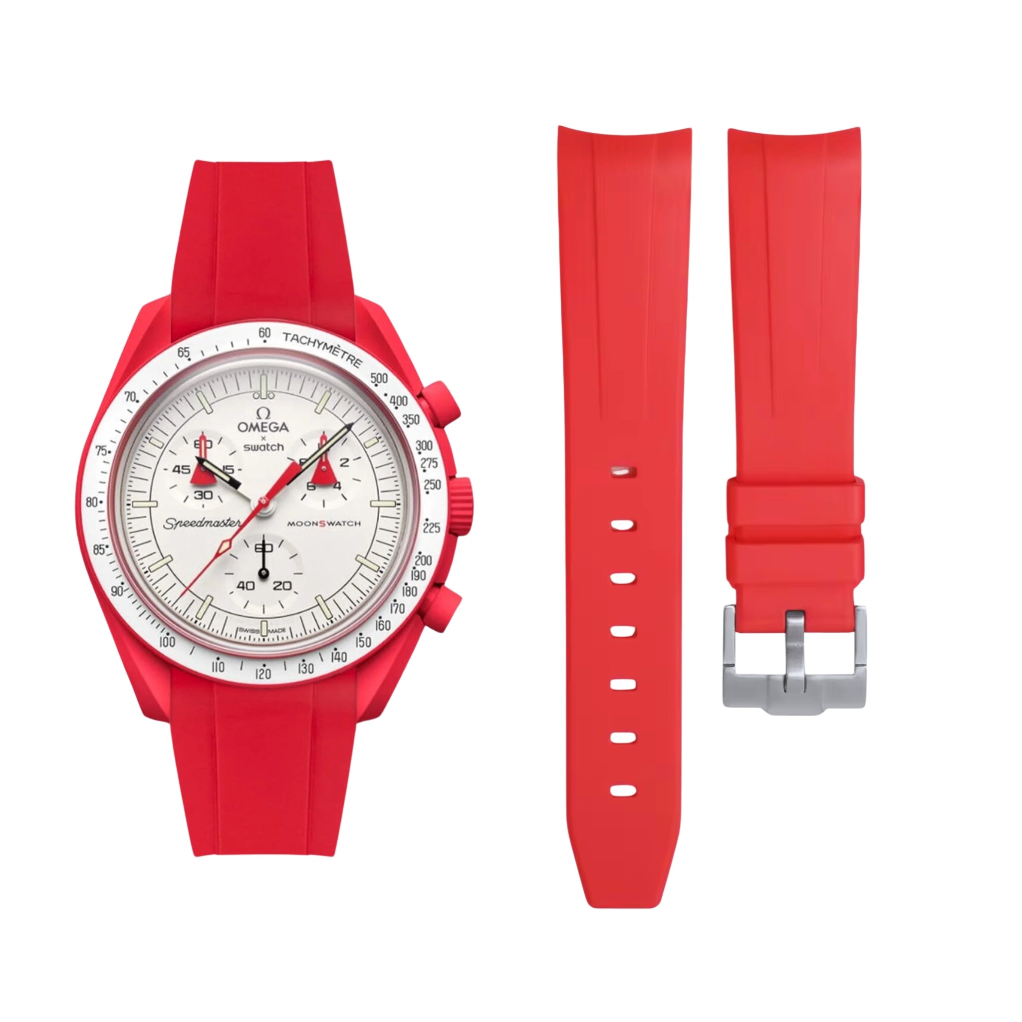 Rubber Strap - For Mission to Mars | Omega X Swatch | MoonSwatch - Red - Helvetus