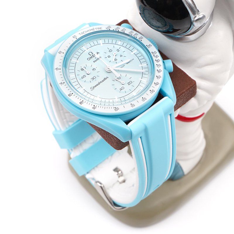 Rubber Strap - For MoonSwatch Mission to Uranus - Light Blue/White - Helvetus