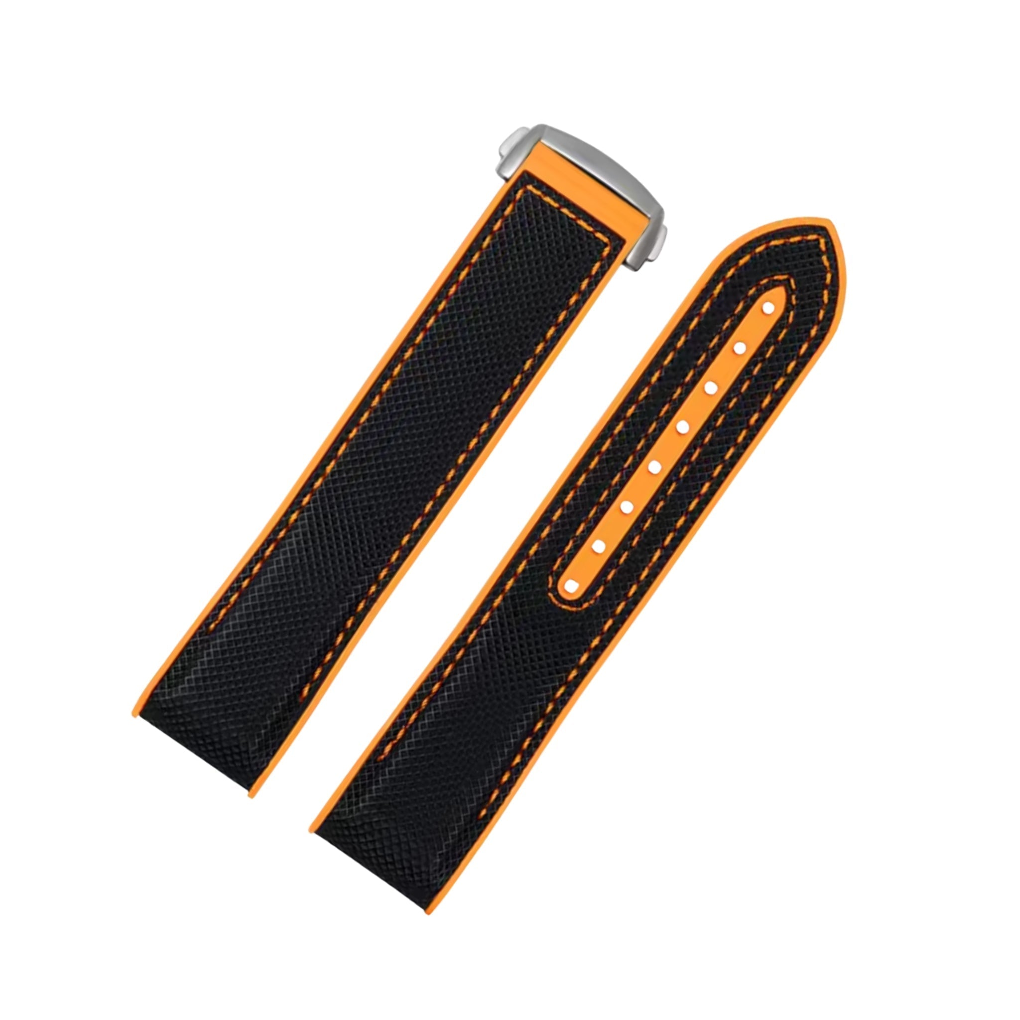 Rubber Strap - For Omega Seamaster Planet Ocean - Black/Orange - Helvetus