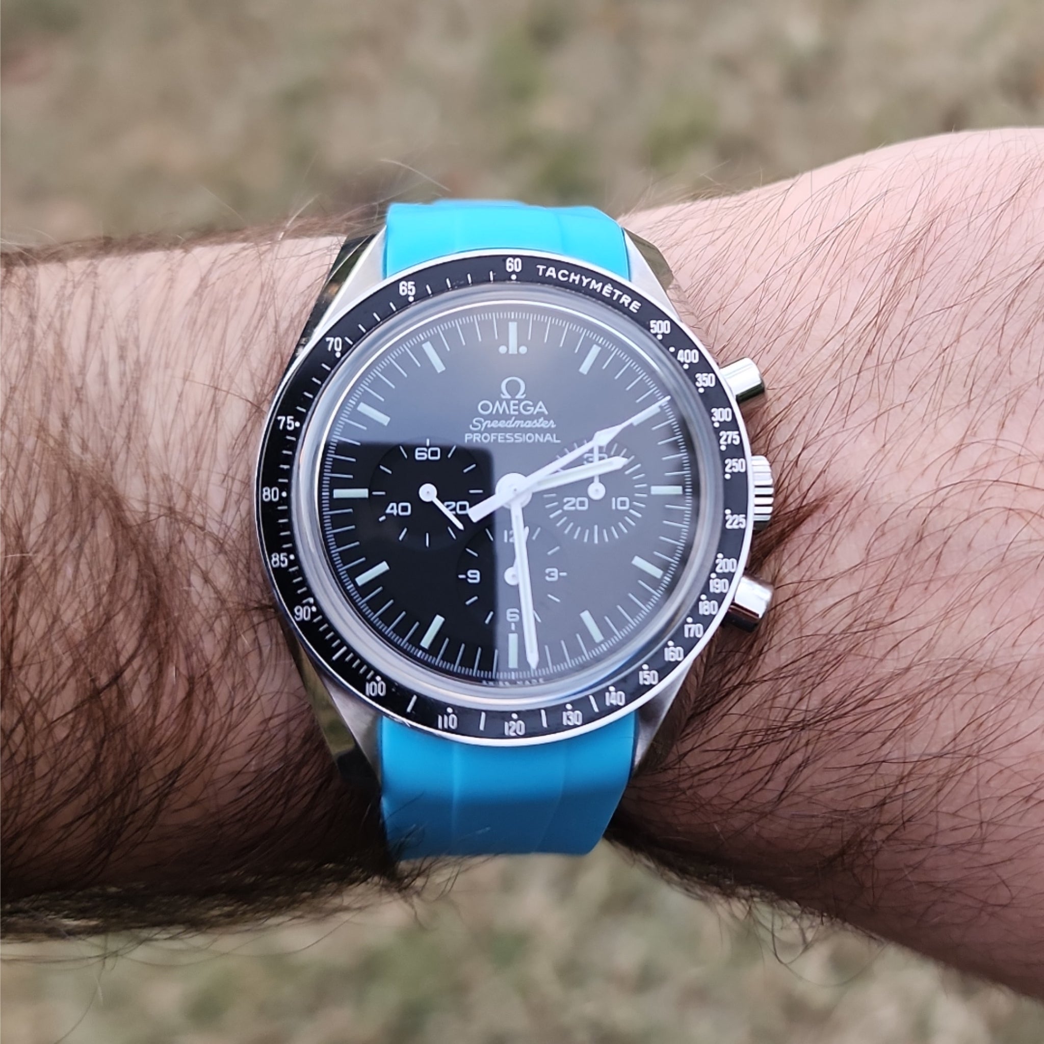 Rubber Strap - For Omega Speedmaster - Light Blue - Helvetus