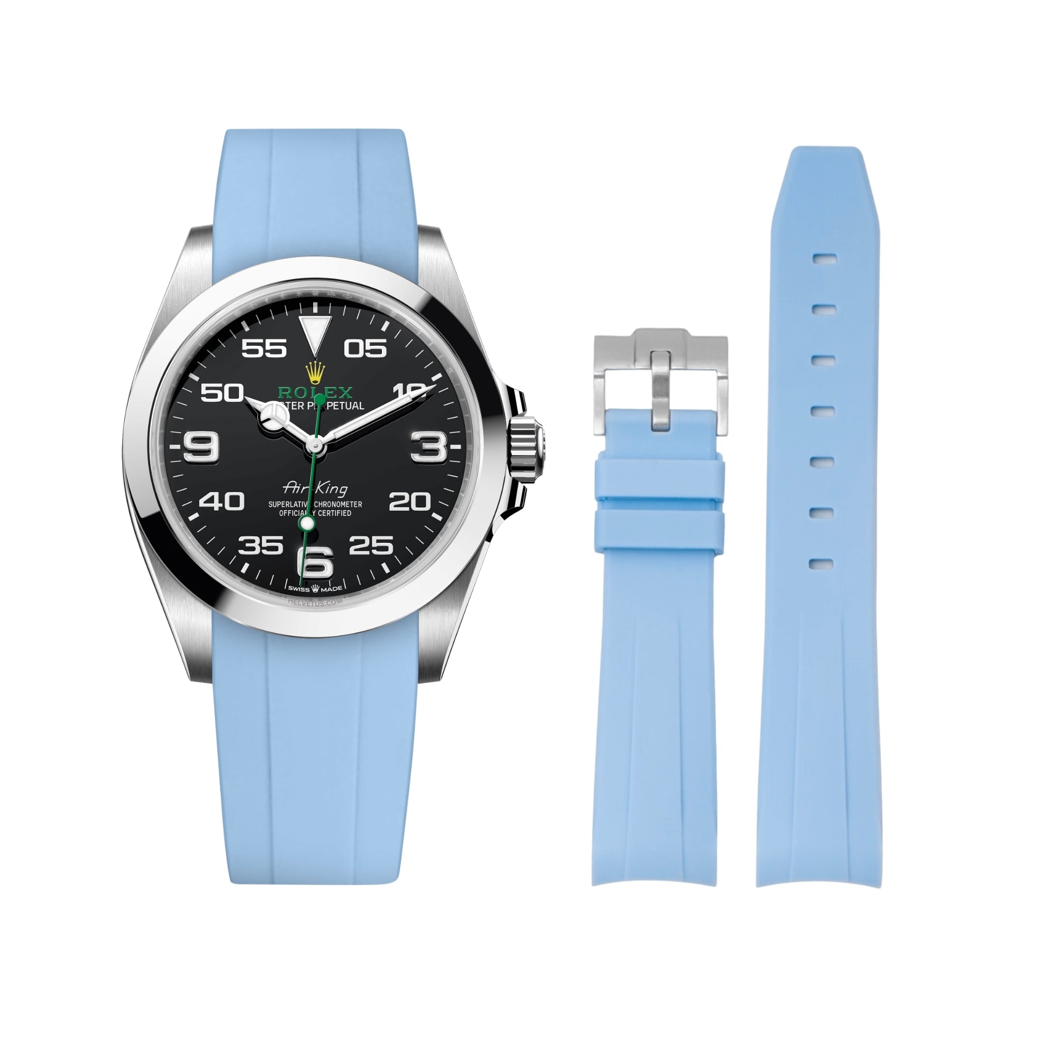 Rubber Strap - For Rolex Air - King - Baby Blue - Helvetus