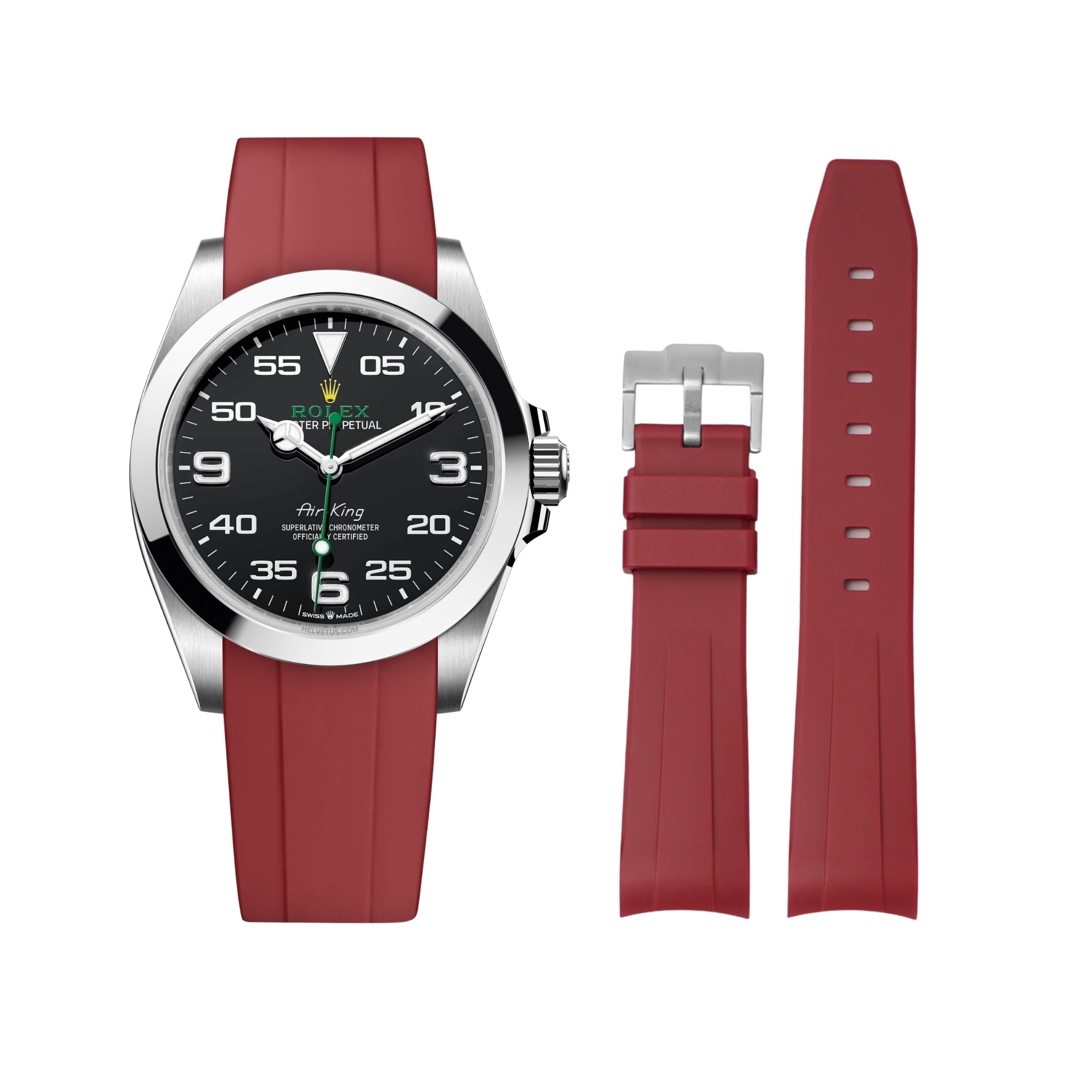 Rubber Strap - For Rolex Air - King - Bordeaux - Helvetus