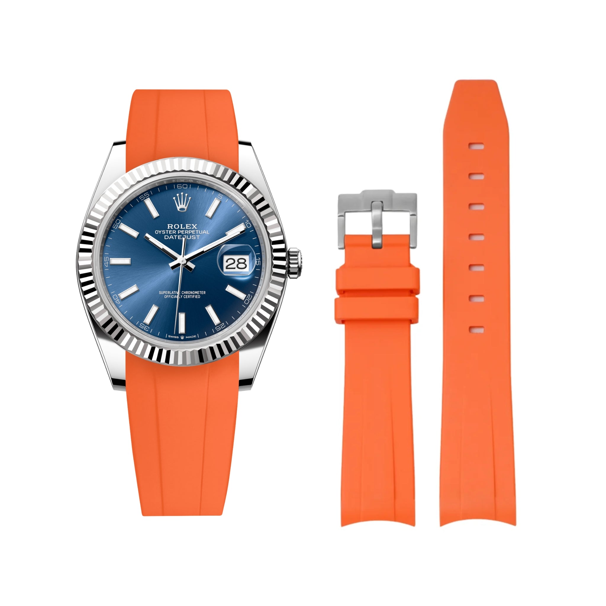 Rubber Strap - For Rolex Datejust 41mm - Orange - Helvetus