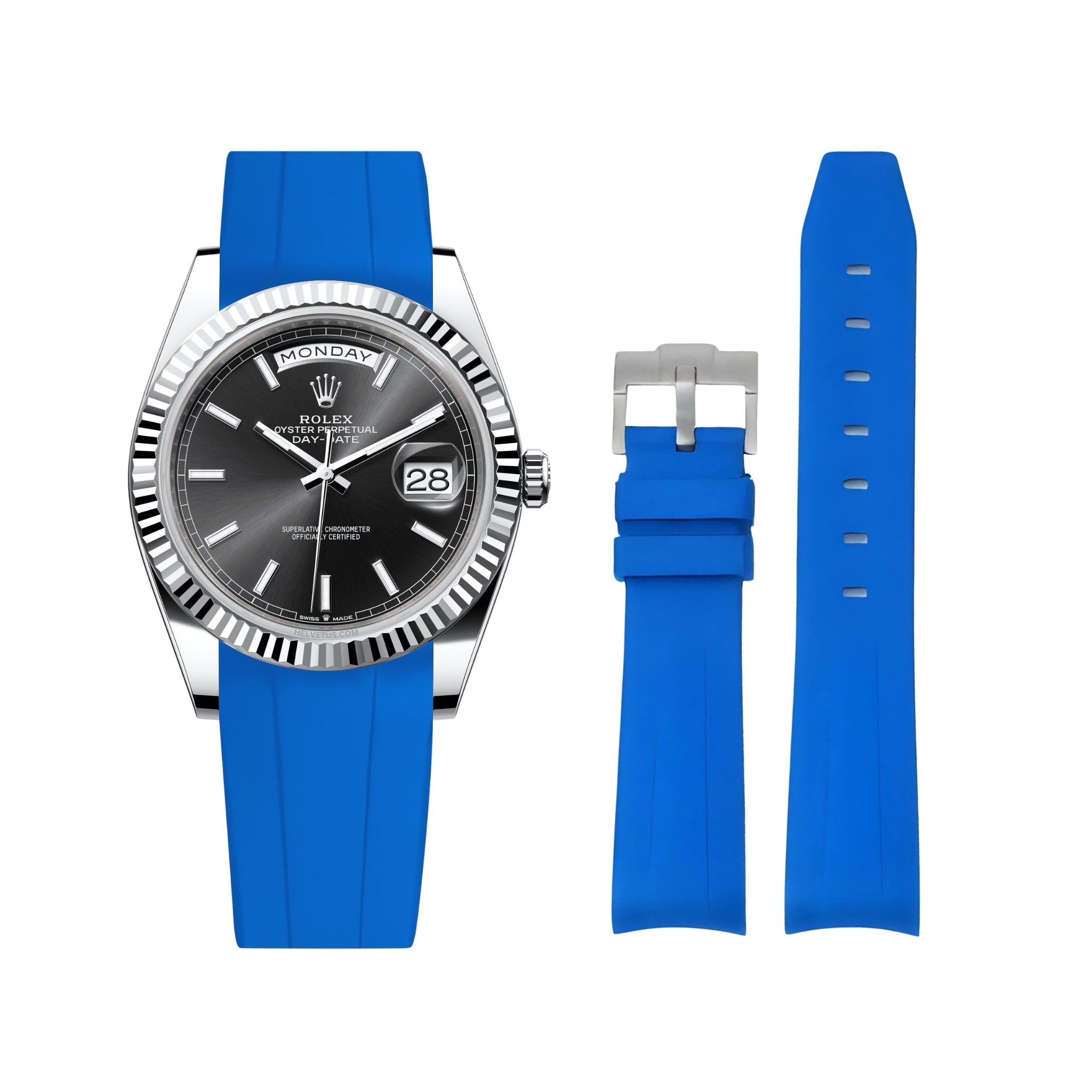 Rubber Strap - For Rolex Day - Date 40 - Blue - Helvetus