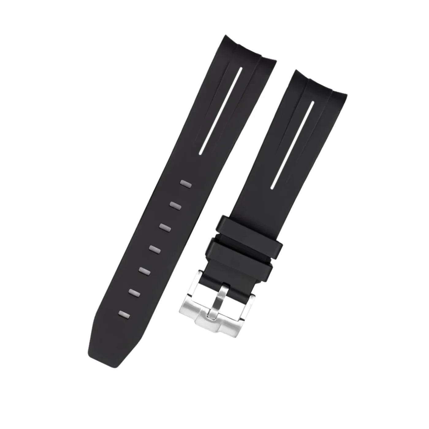 Rubber Strap - For Rolex Daytona - Black w/White Line | LuxLine® - Helvetus