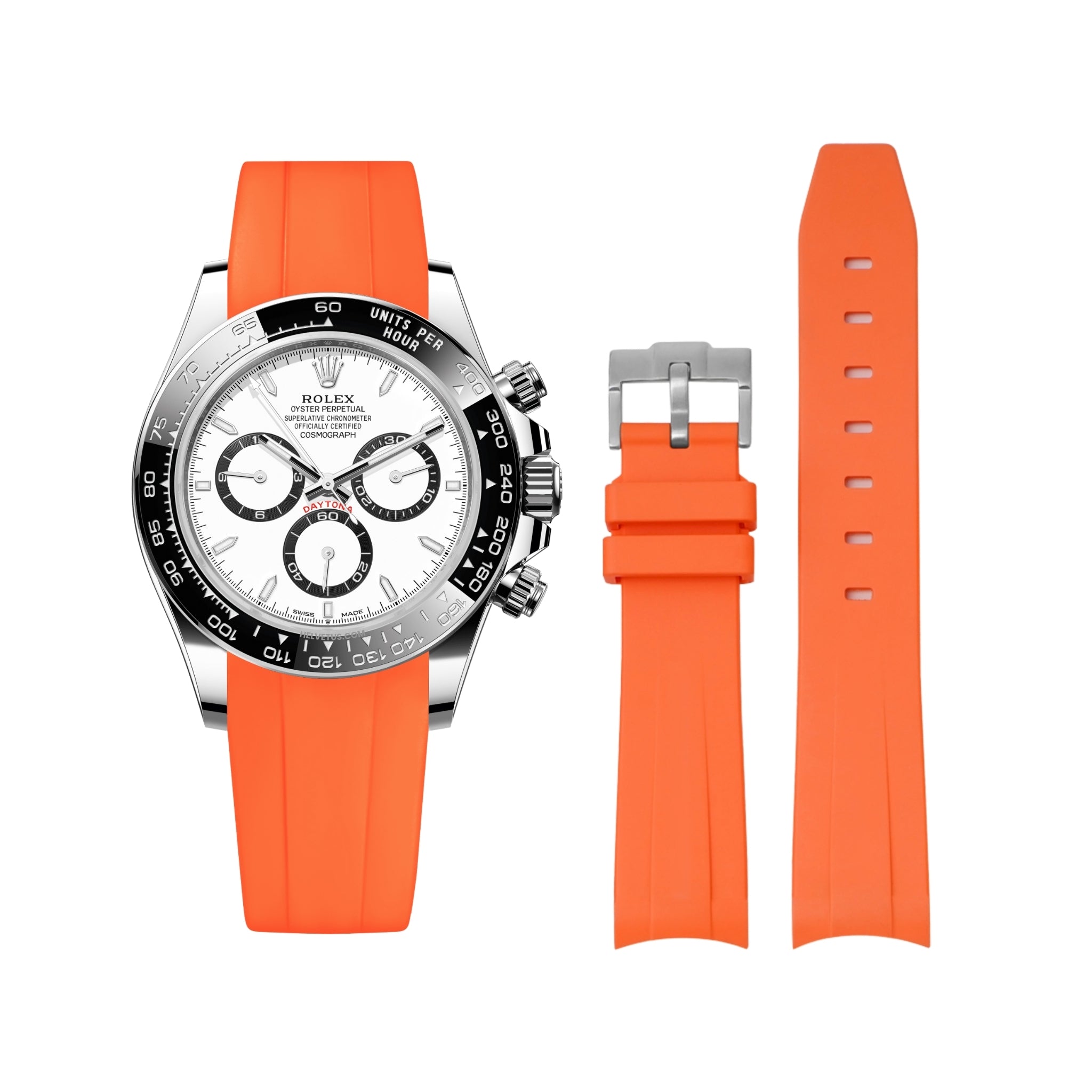 Rubber Strap - For Rolex Daytona - Orange - Helvetus