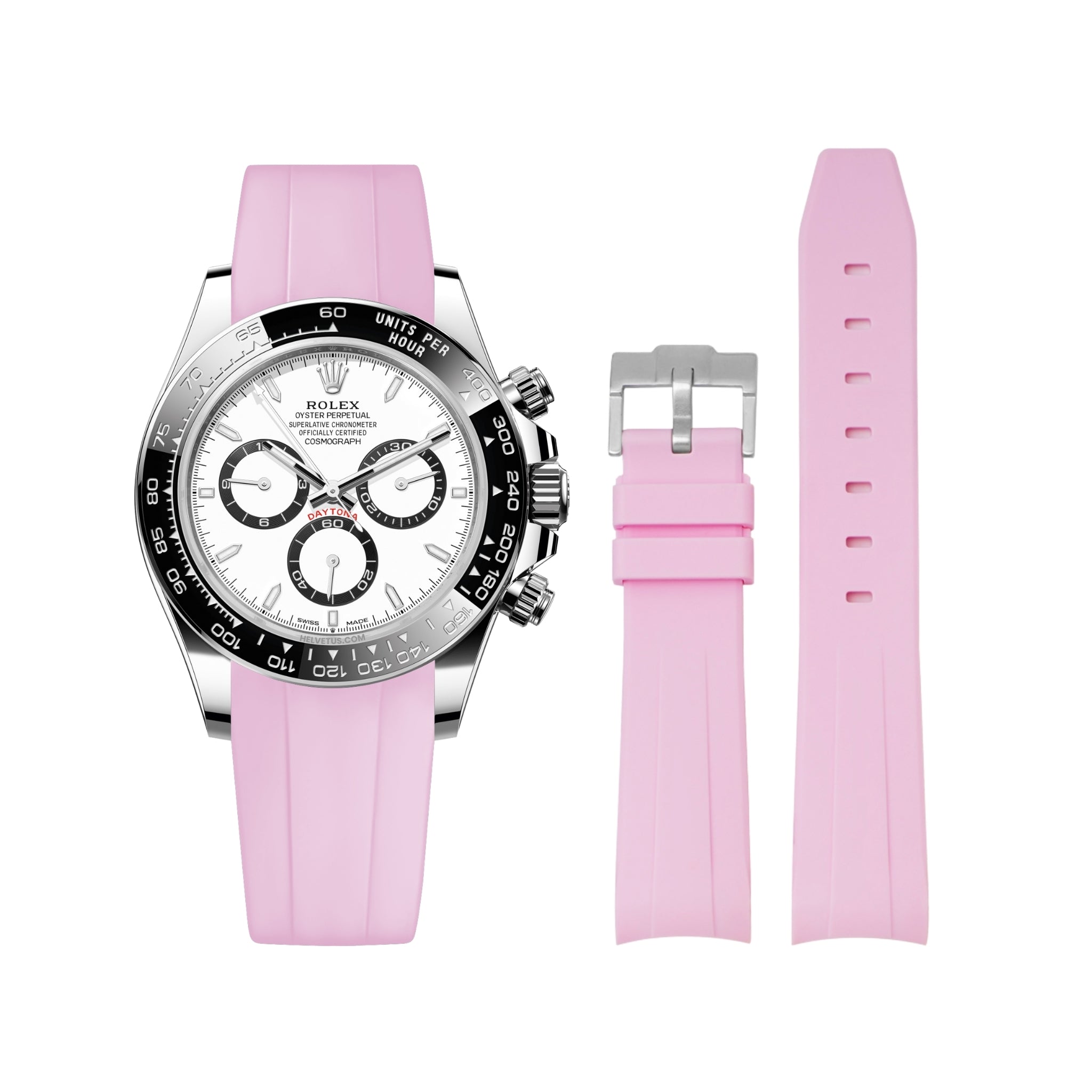 Rubber Strap - For Rolex Daytona - Pink - Helvetus