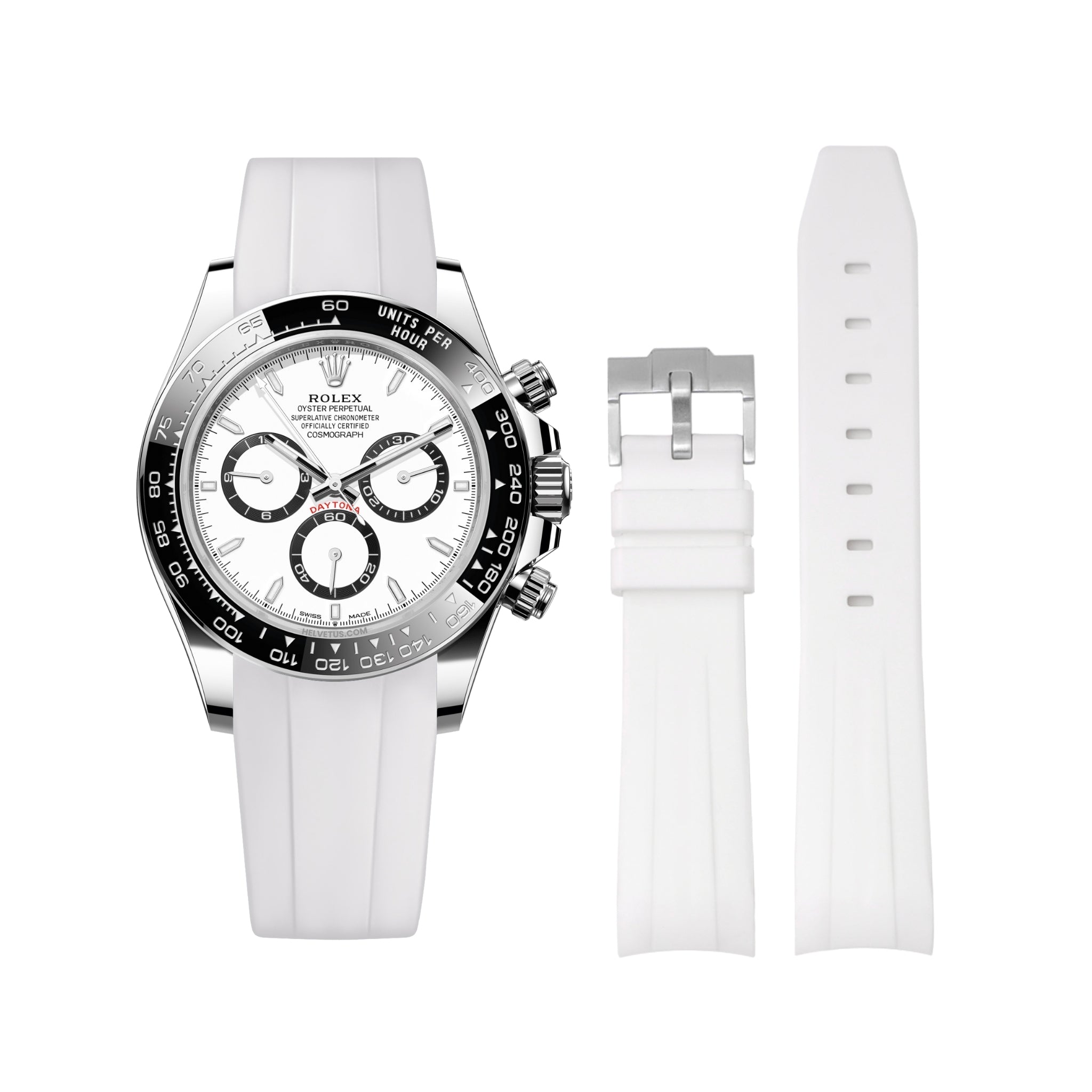 Rubber Strap - For Rolex Daytona - White - Helvetus