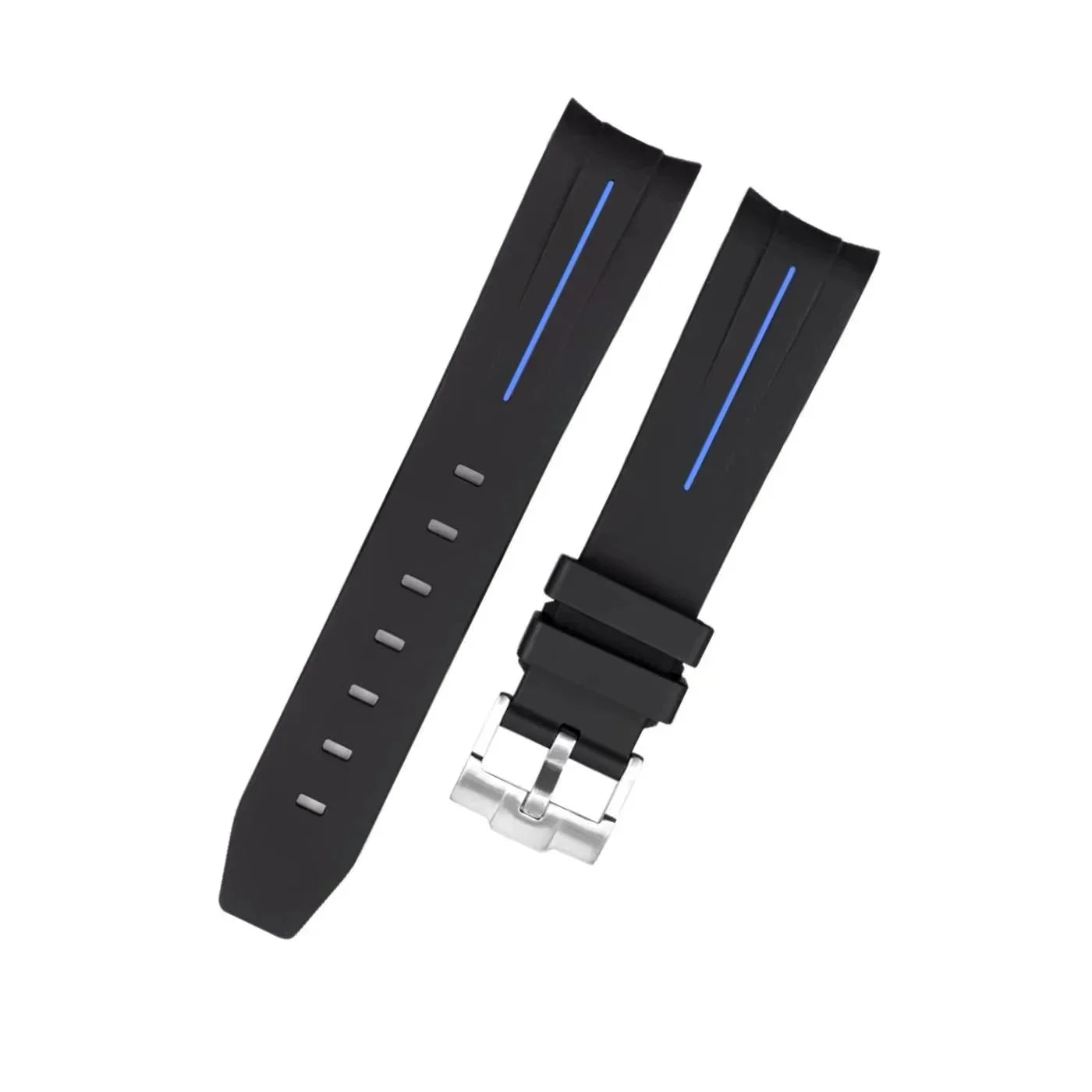 Rubber Strap - For Rolex Explorer II - Black w/Blue Line | LuxLine® - Helvetus