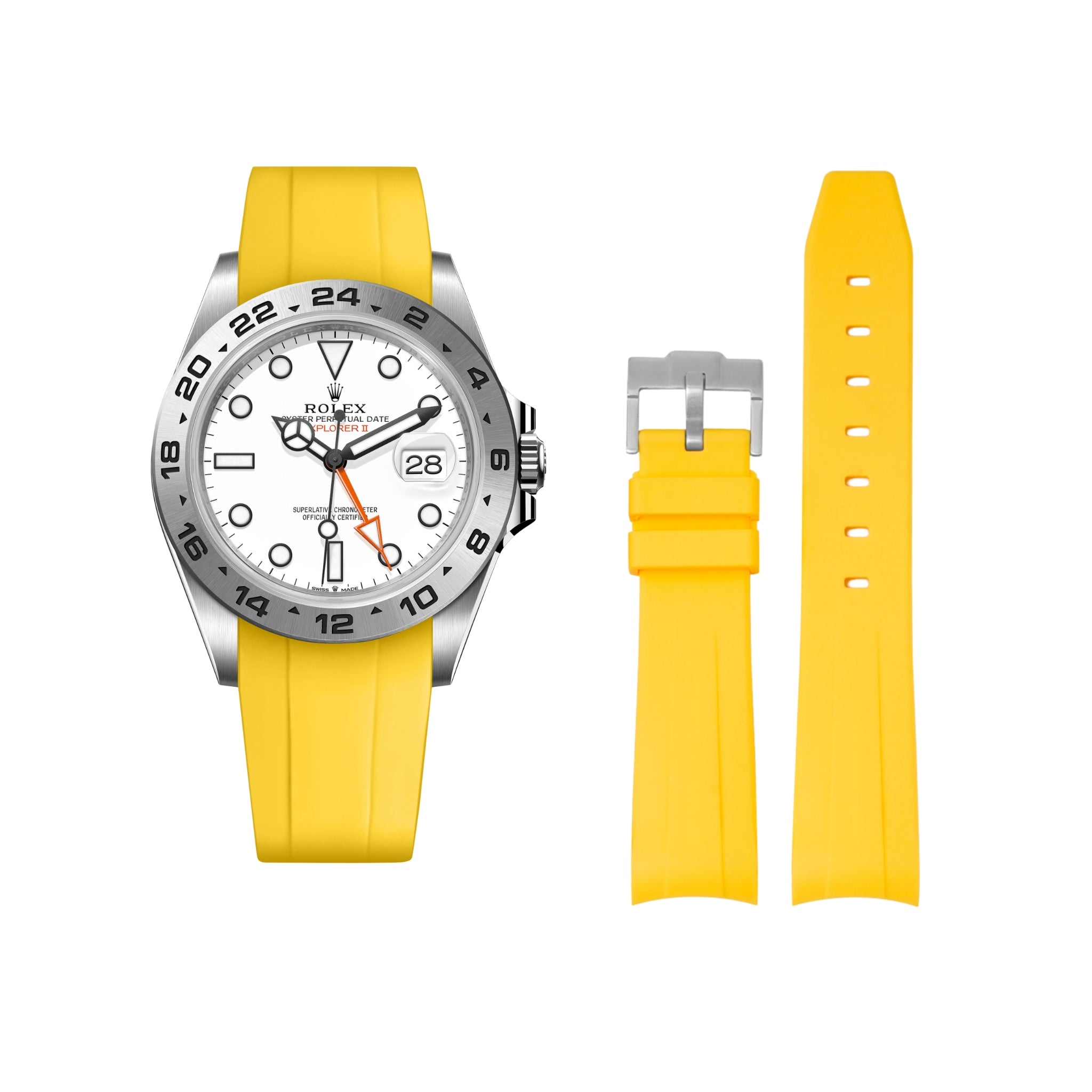 Rubber Strap - For Rolex Explorer II - Yellow - Helvetus