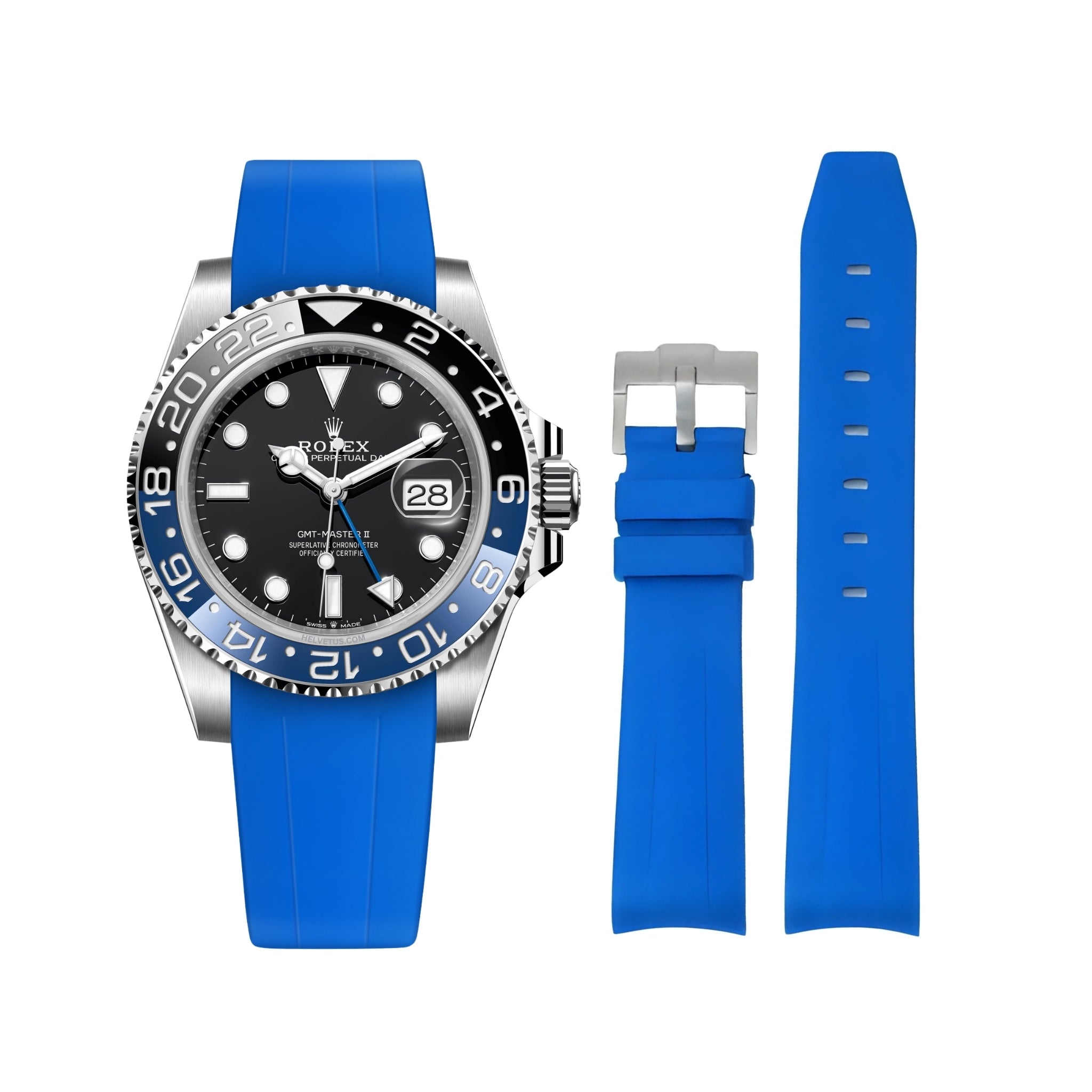 Rubber Strap - For Rolex GMT - Master II - Blue - Helvetus